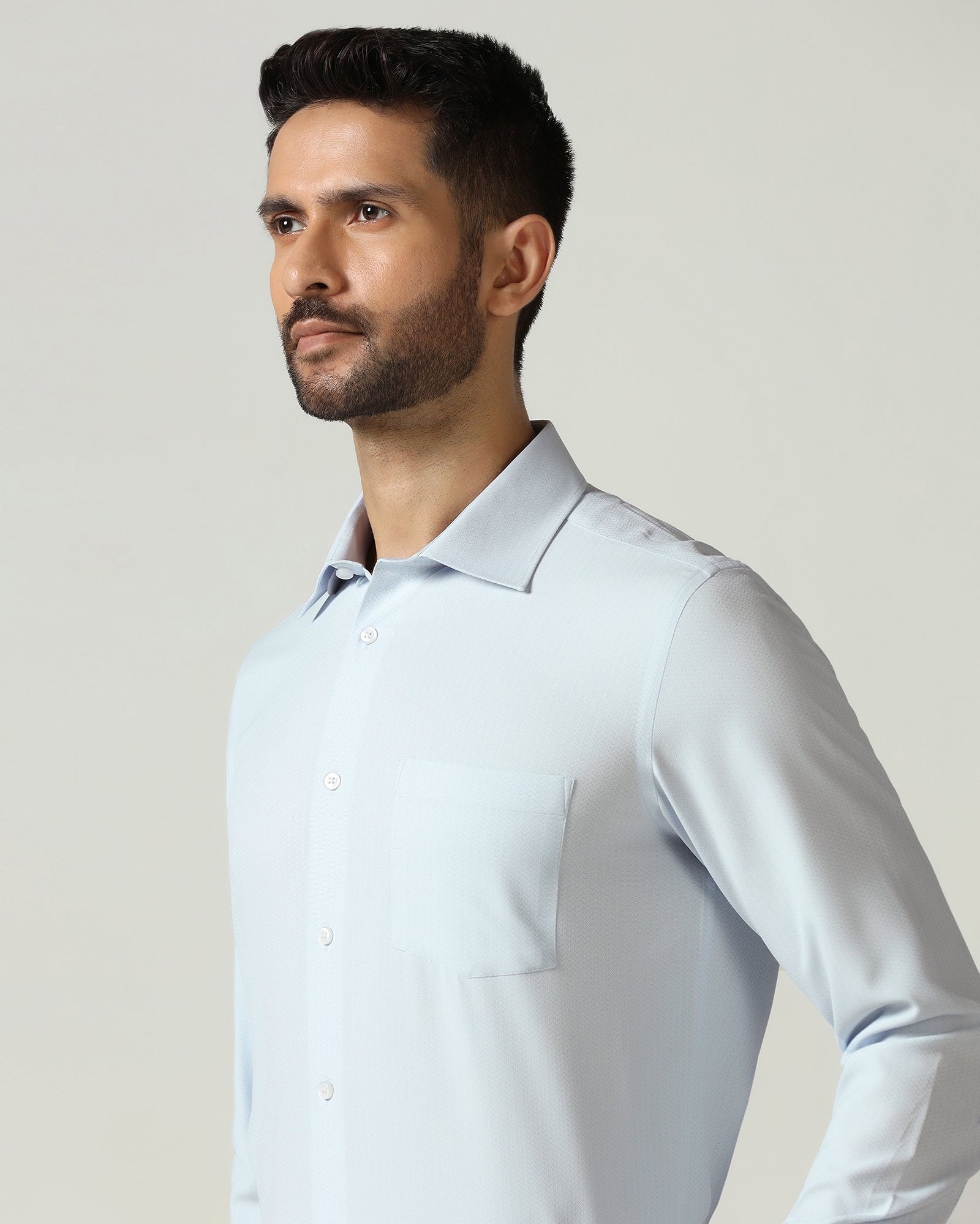 Blue Non Iron Textured Shirt - Racob