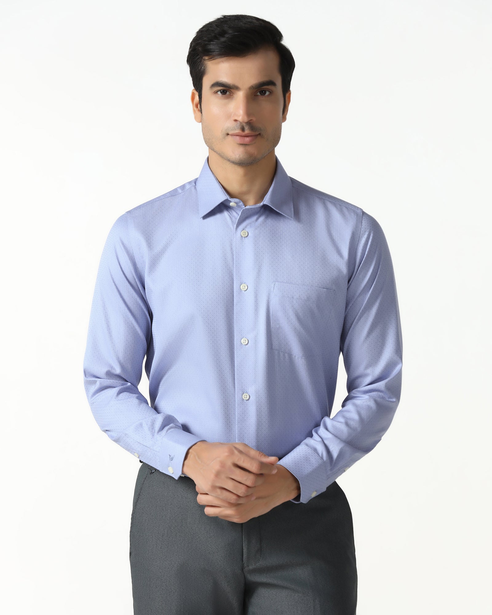 Blue Non Iron Textured Shirt - Relate