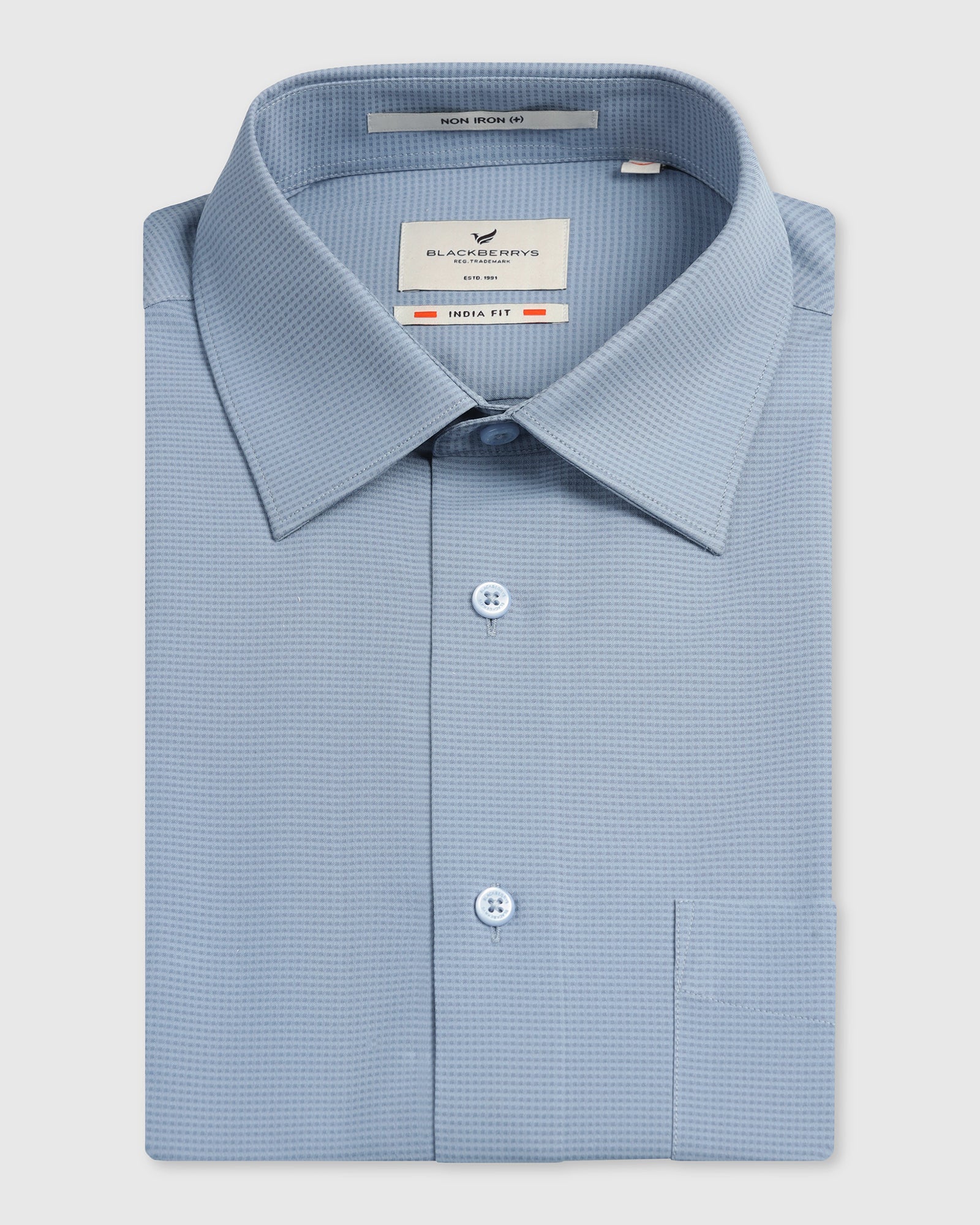 Blue Non Iron Textured Shirt - Relay