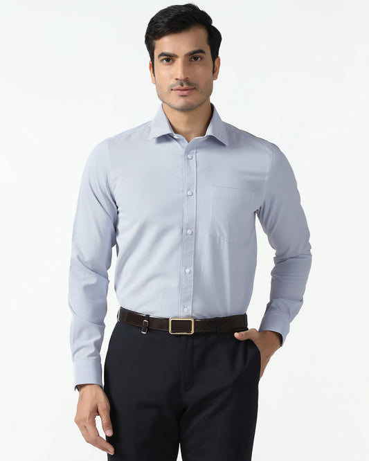 Blue Non Iron Textured Shirt - Rise