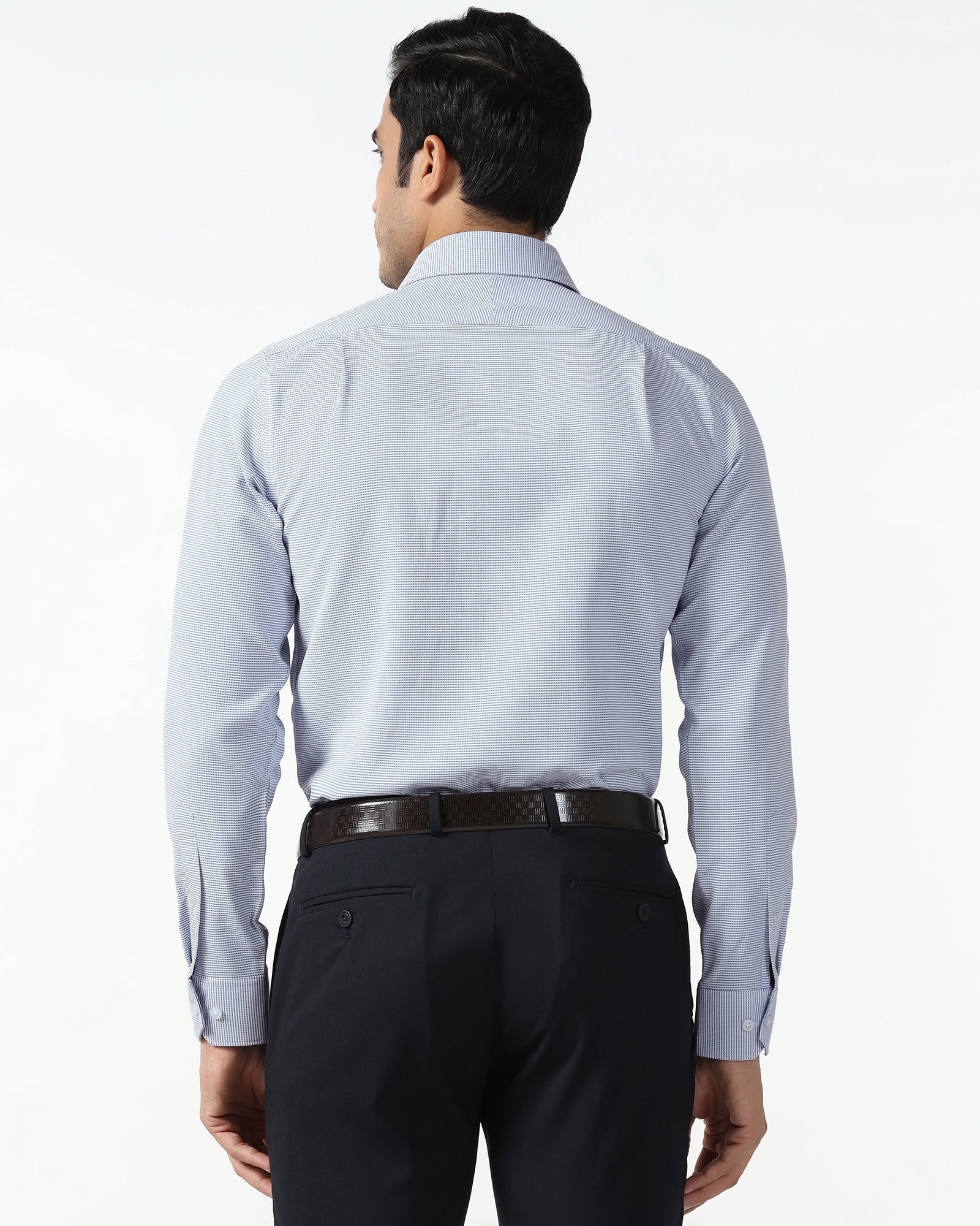 Blue Non Iron Textured Shirt - Rise
