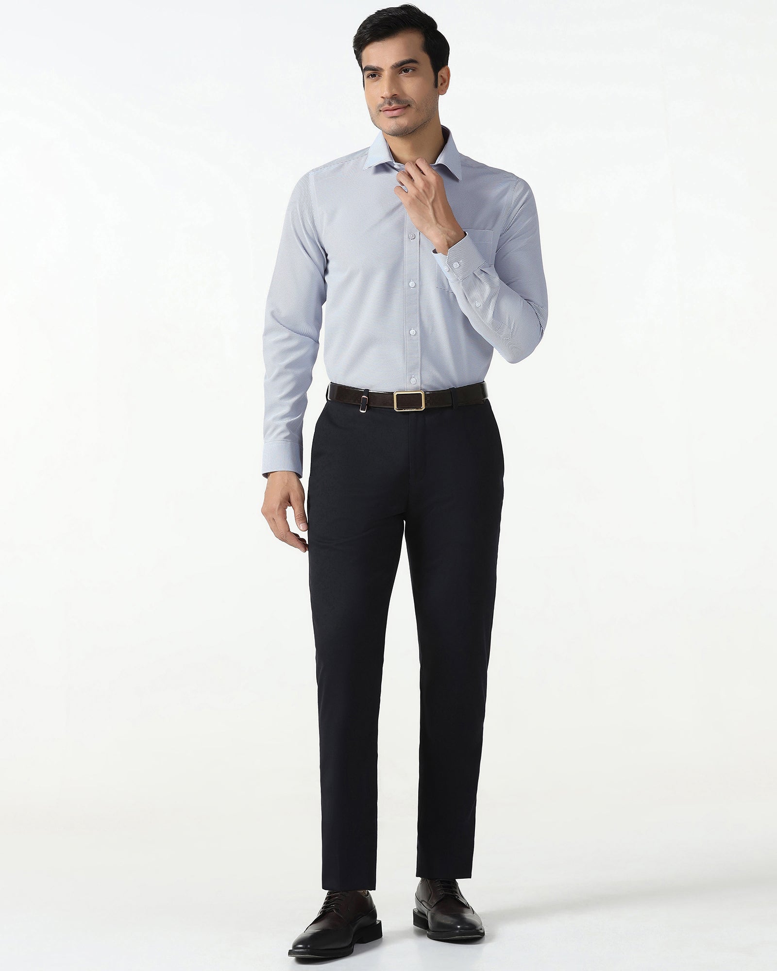 Blue Non Iron Textured Shirt - Rise