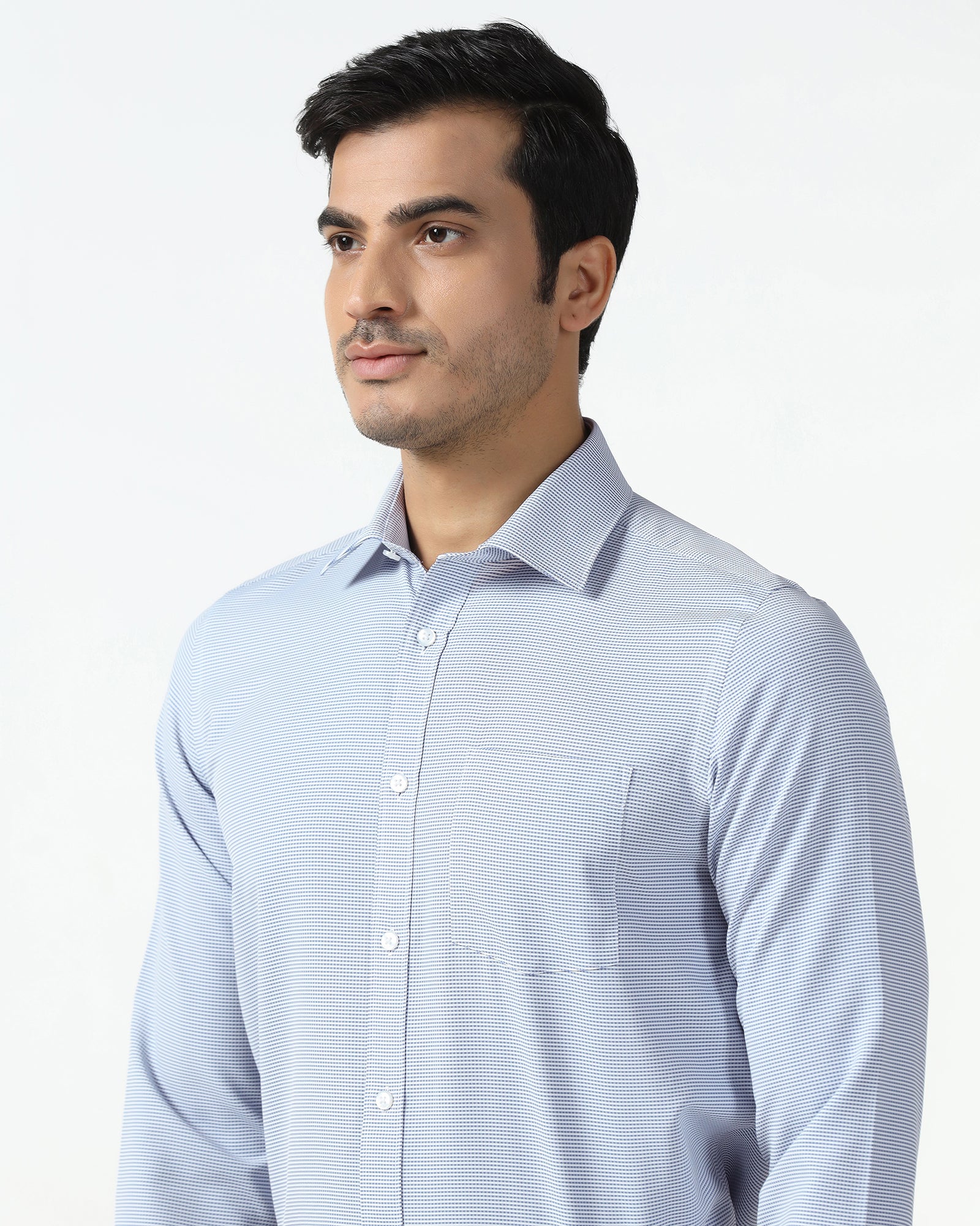 Blue Non Iron Textured Shirt - Rise