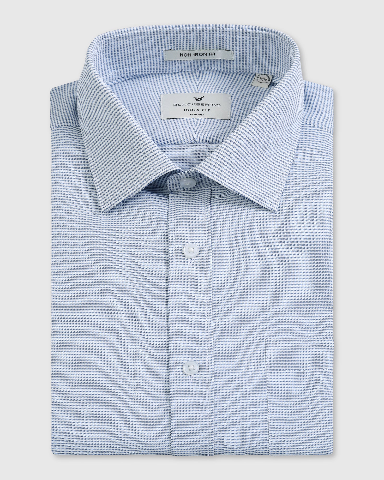 Blue Non Iron Textured Shirt - Rise