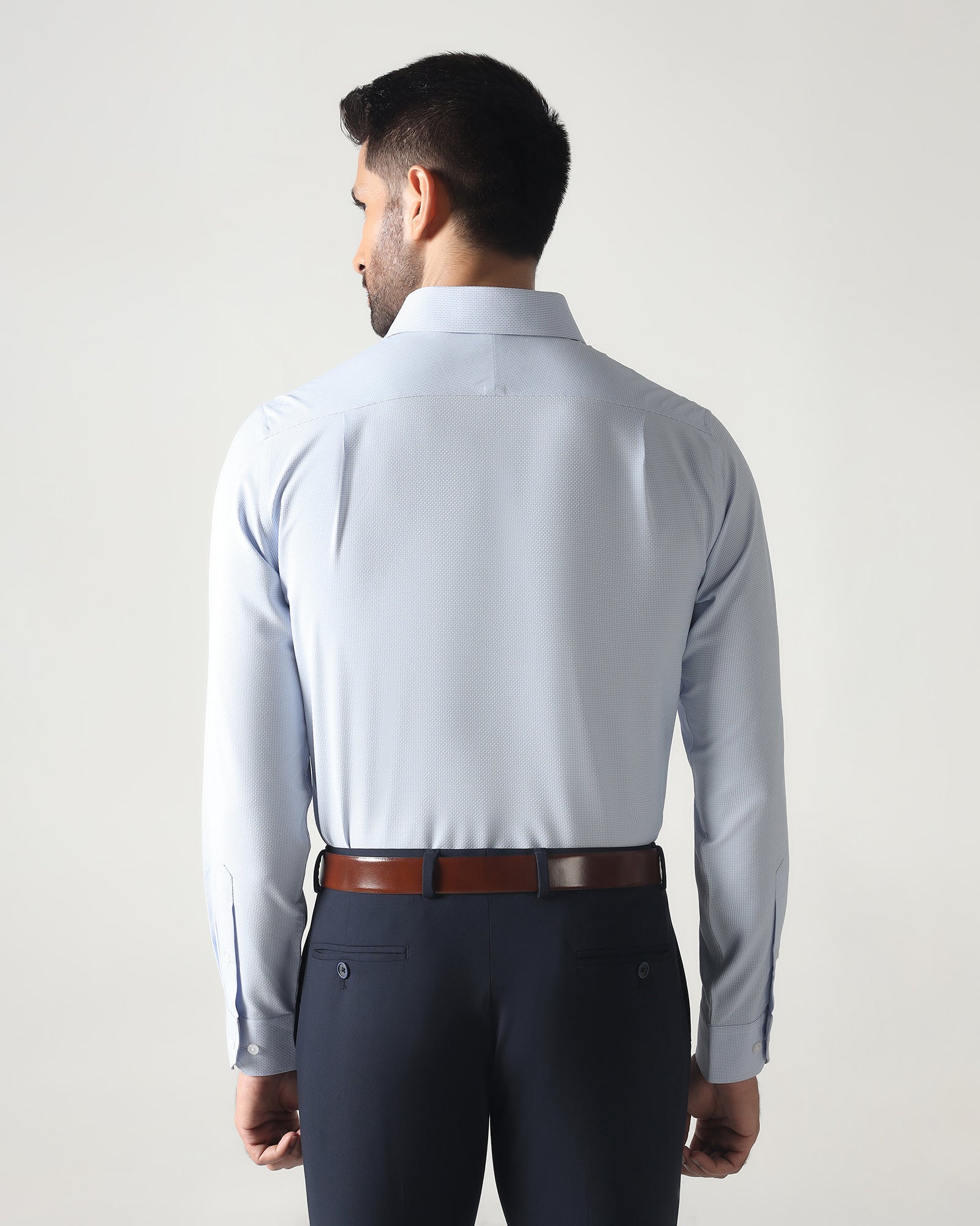 Blue Non Iron Textured Shirt - Russel