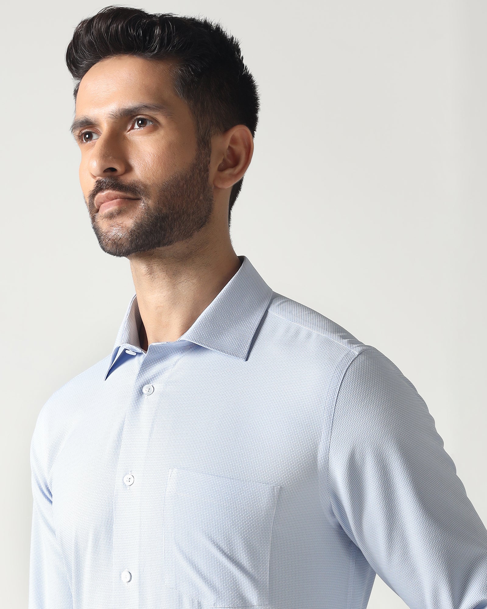 Blue Non Iron Textured Shirt - Russel