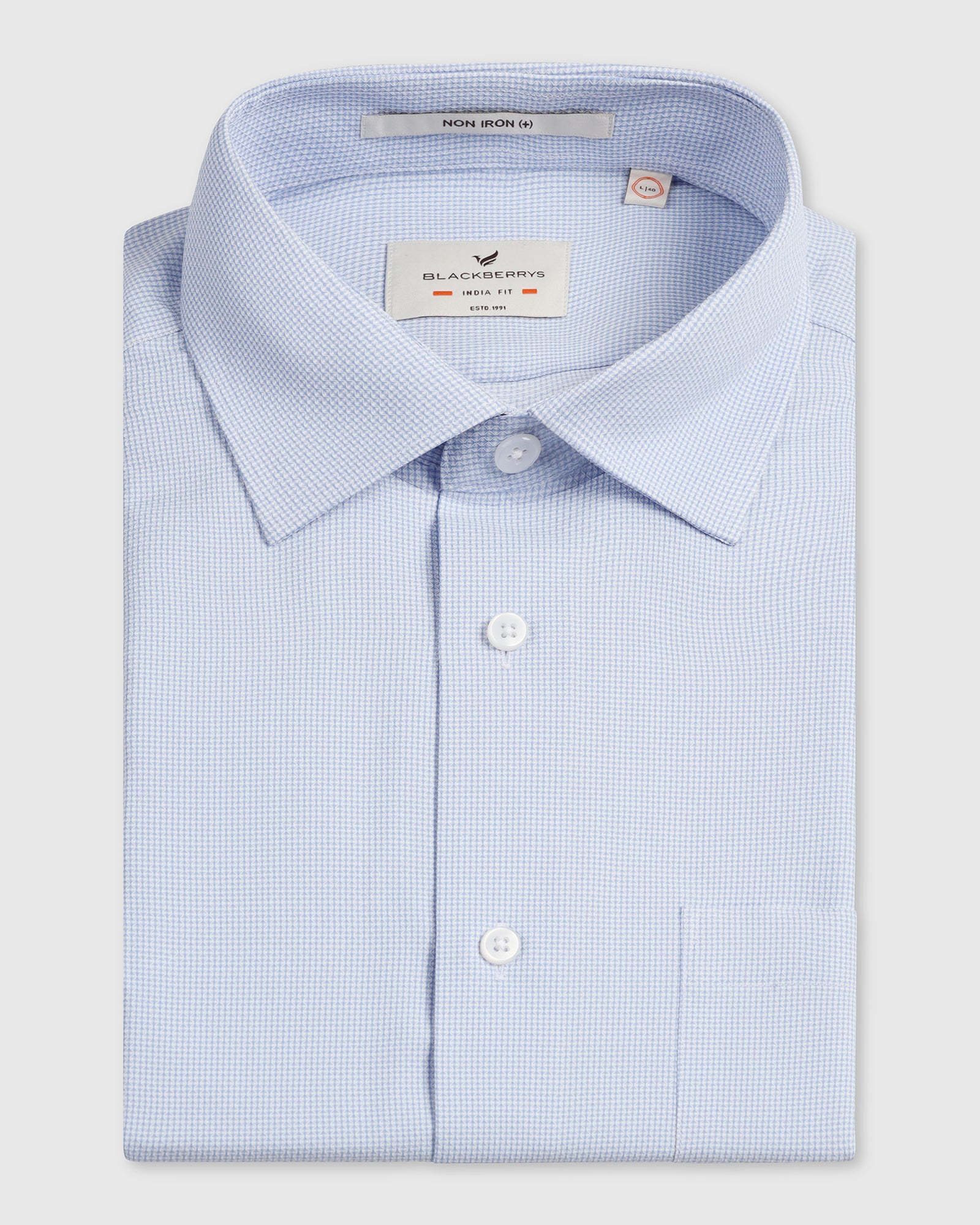 Blue Non Iron Textured Shirt - Russel