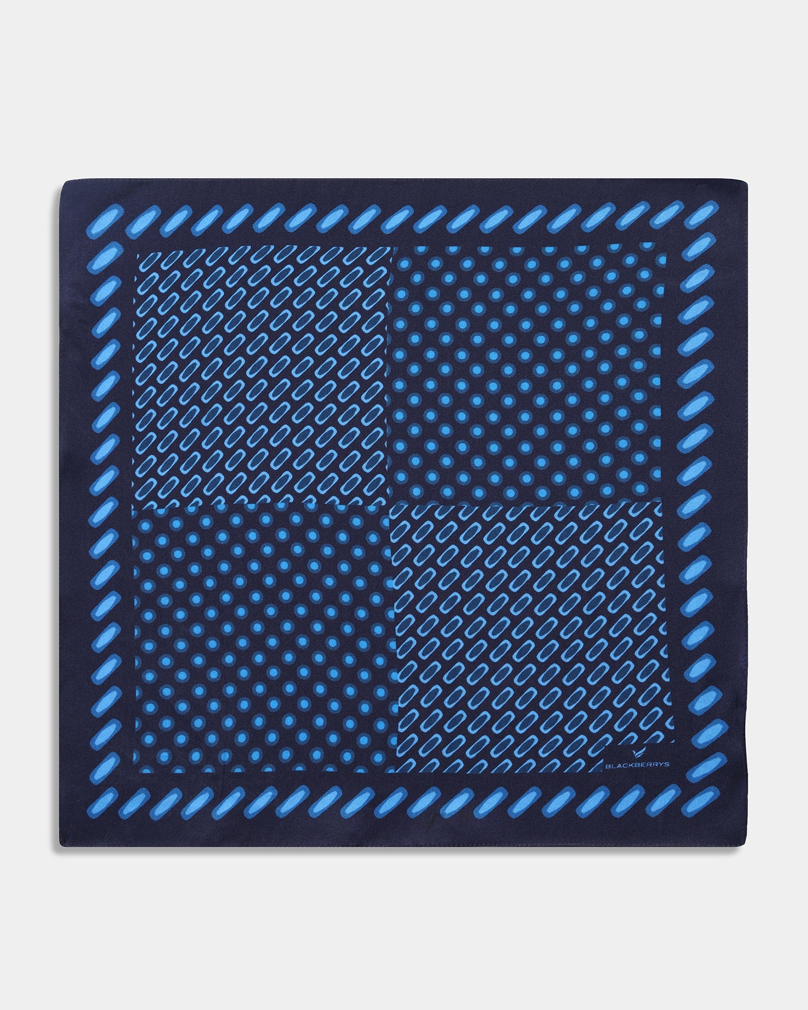 Blue Printed 100% Silk Pocket Square - Ada