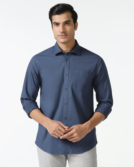 Blue Solid Shirt - Lujo