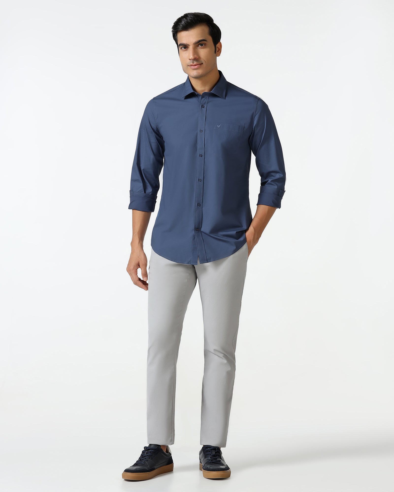 Blue Solid Shirt - Lujo