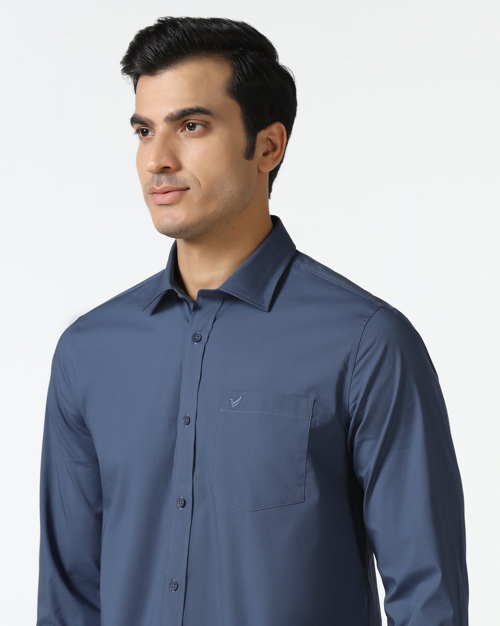Blue Solid Shirt - Lujo