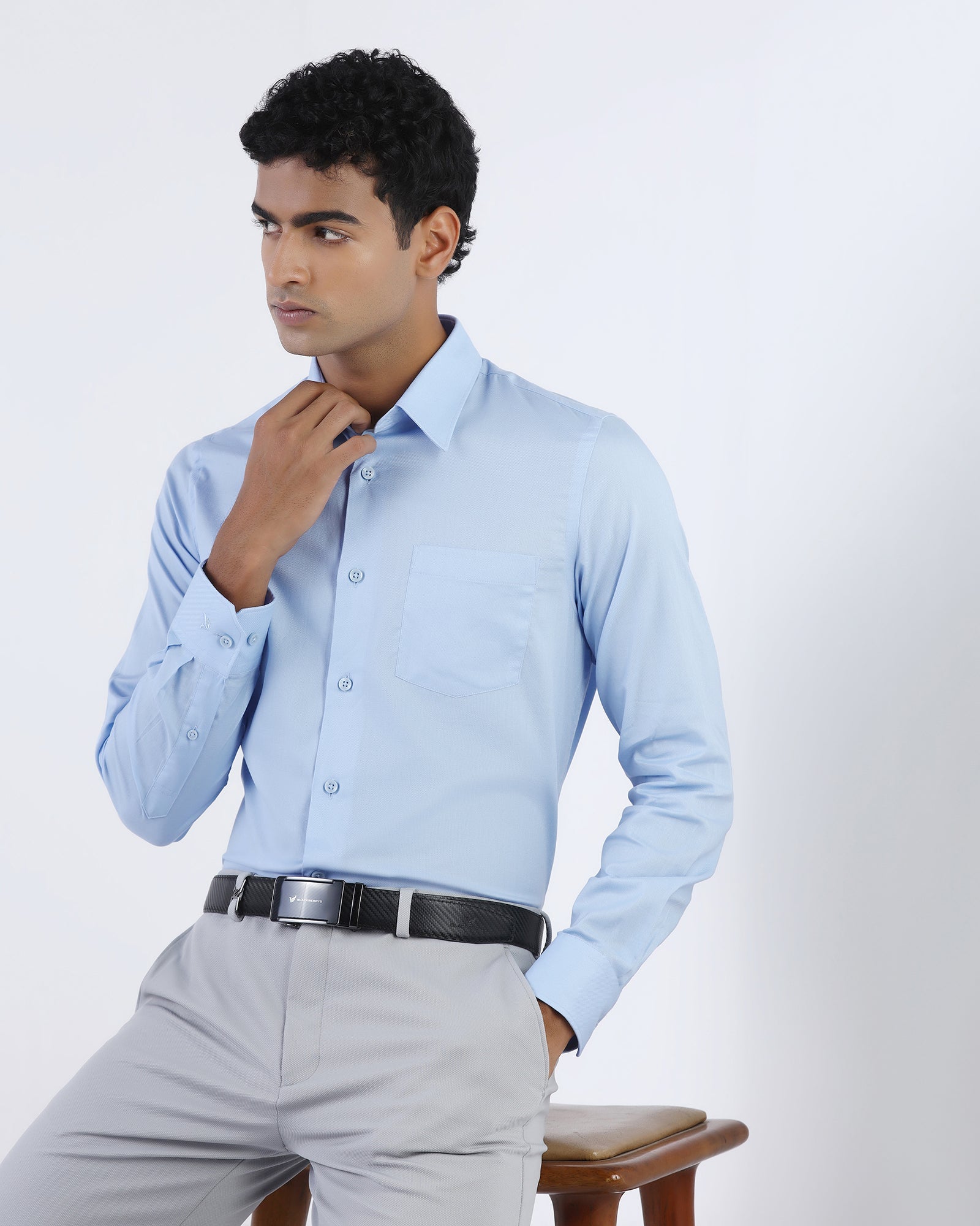 Blue Solid Shirt - Ocor