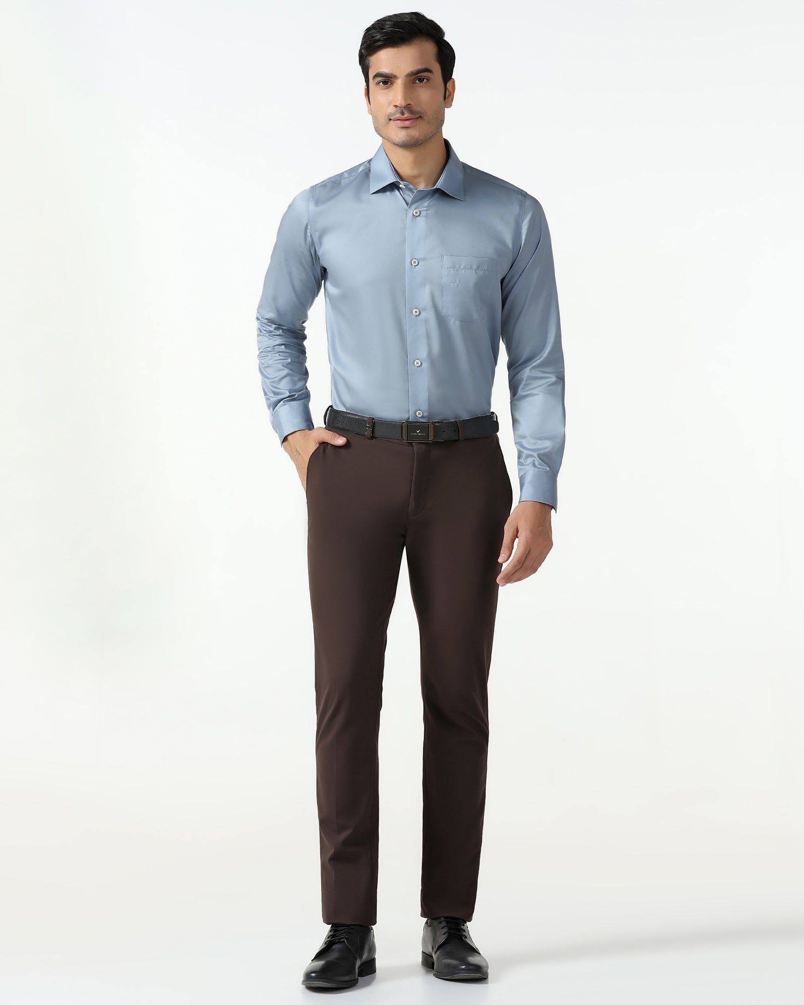 Blue Solid Shirt - Roger