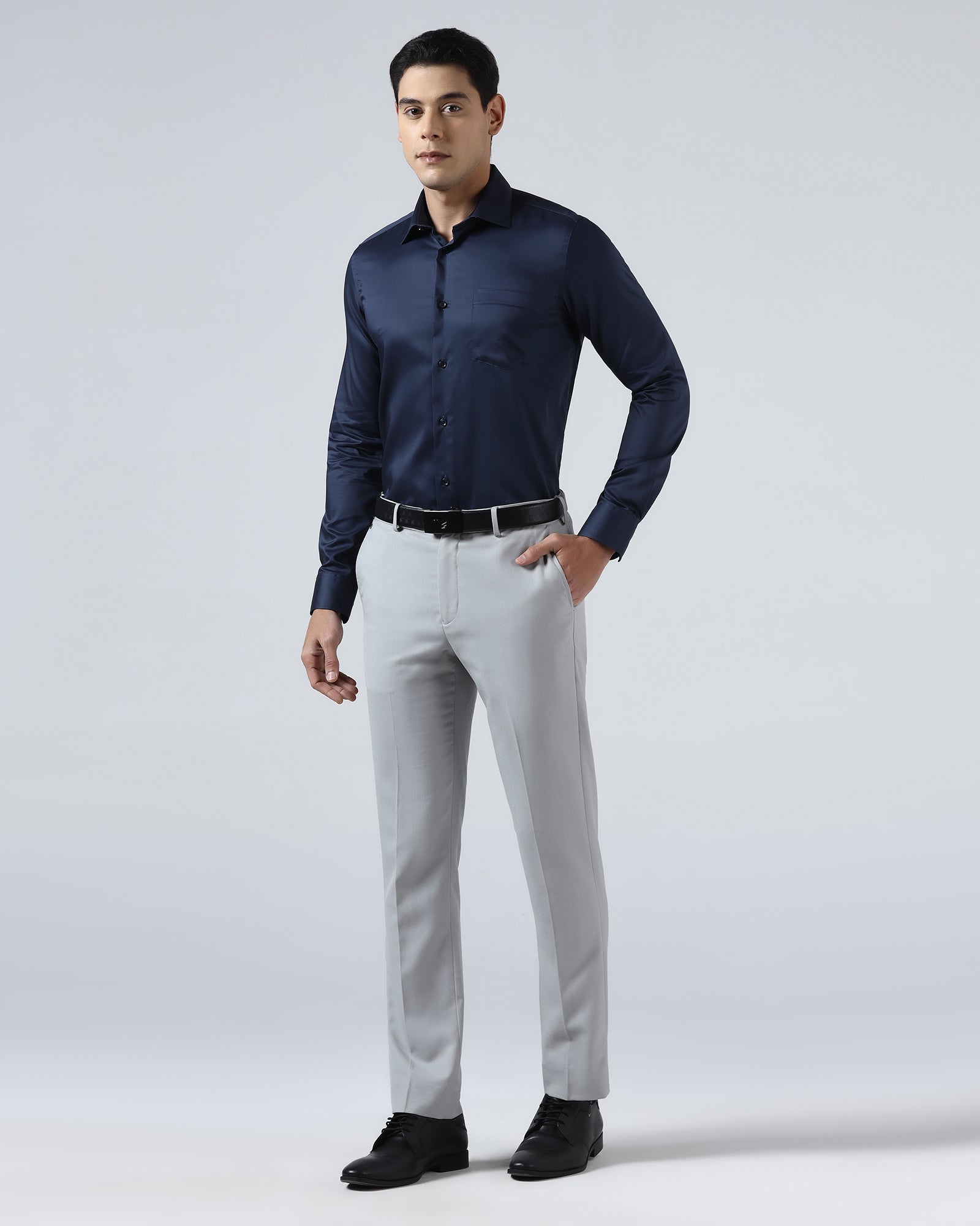 Blue Solid Shirt - Roger