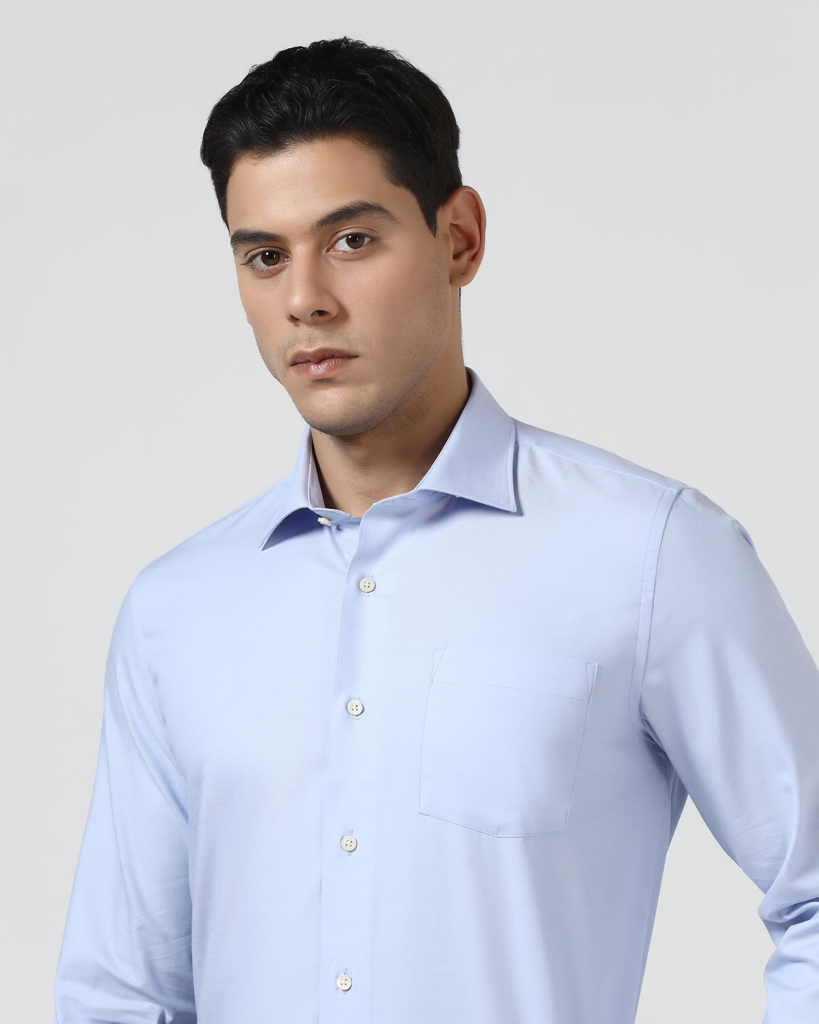 Blue Solid Shirt - Spiral