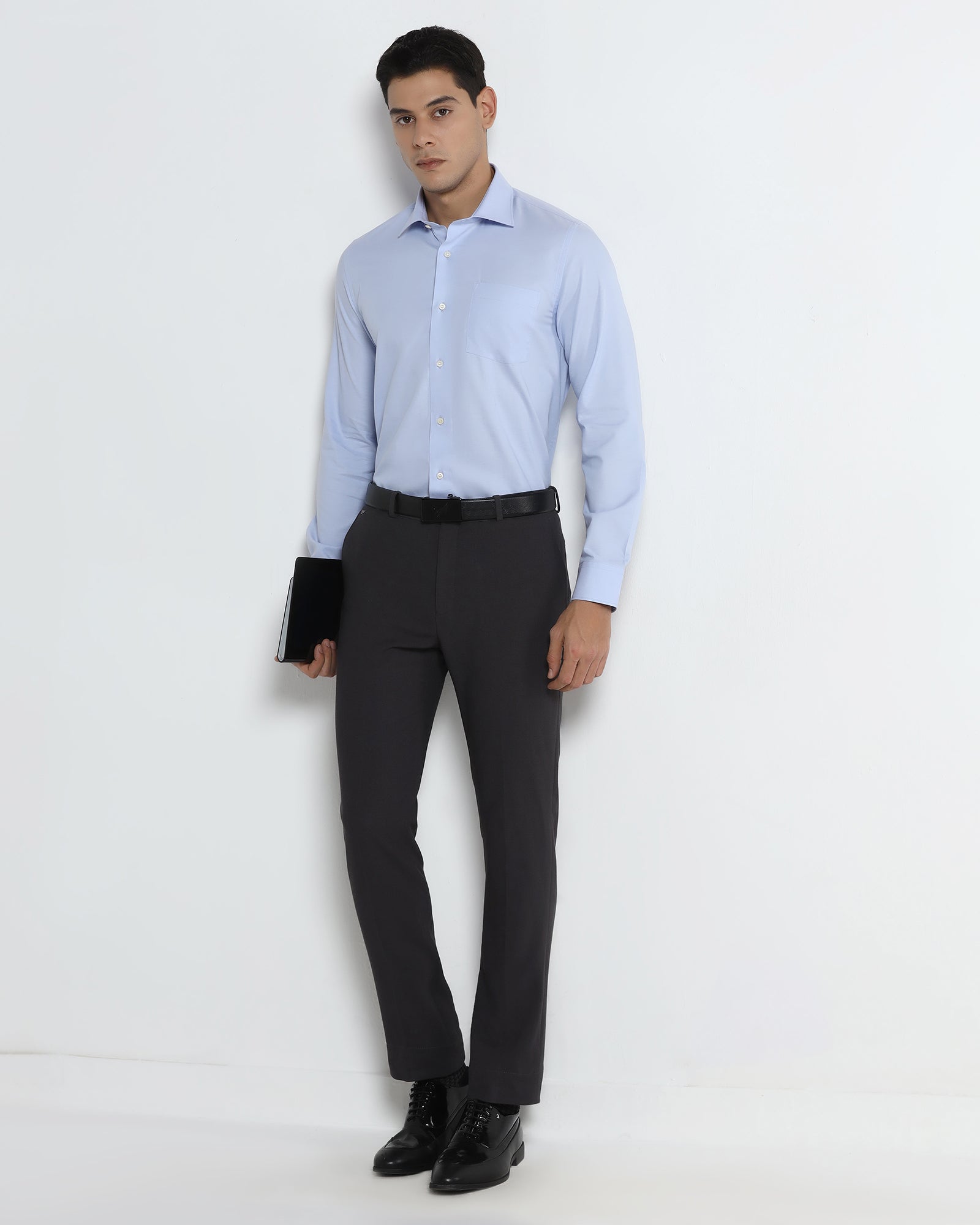 Blue Solid Shirt - Spiral