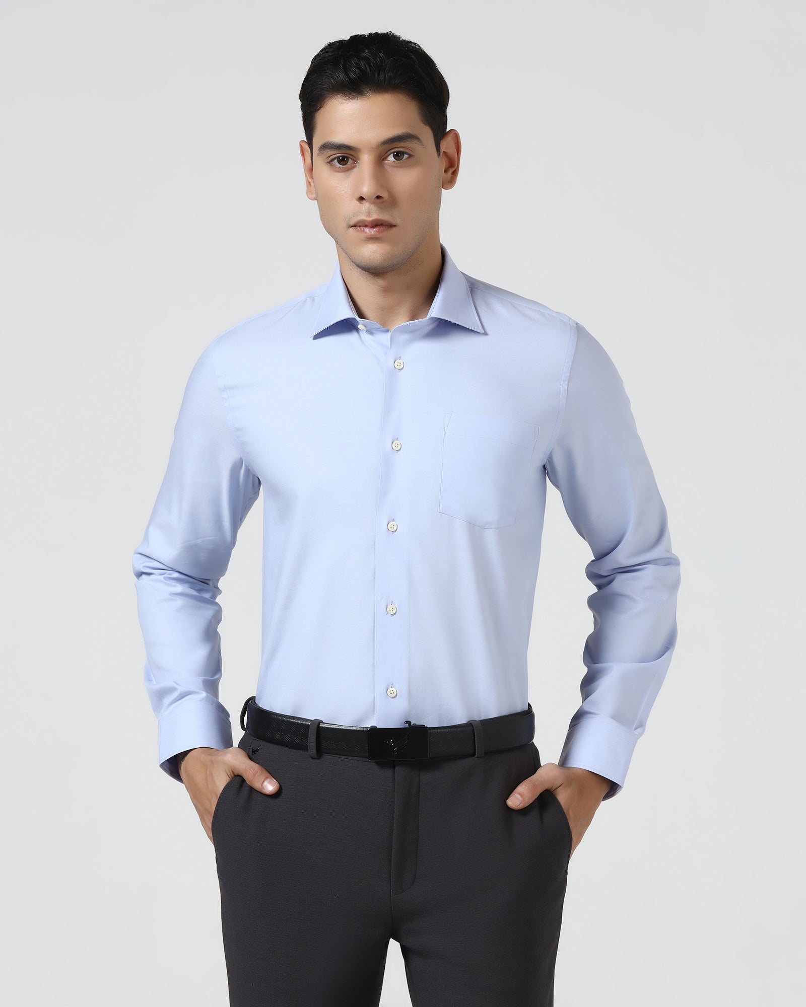 Blue Solid Shirt - Spiral