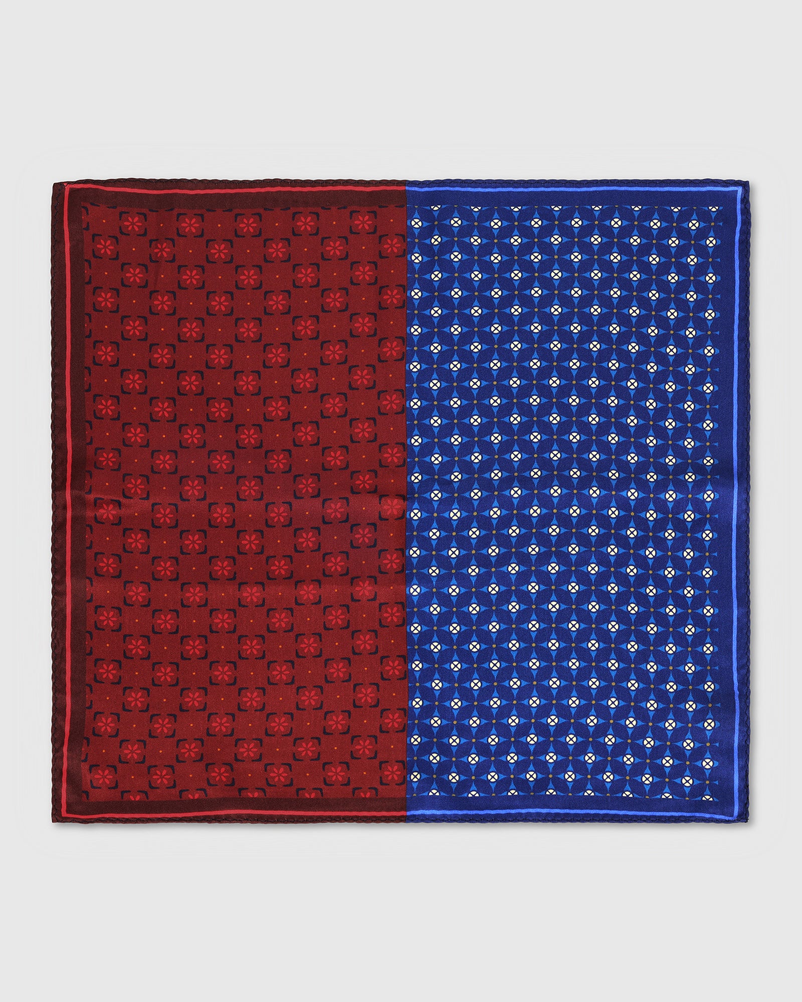 Blue Printed 100% Silk Pocket Square - Westleigh