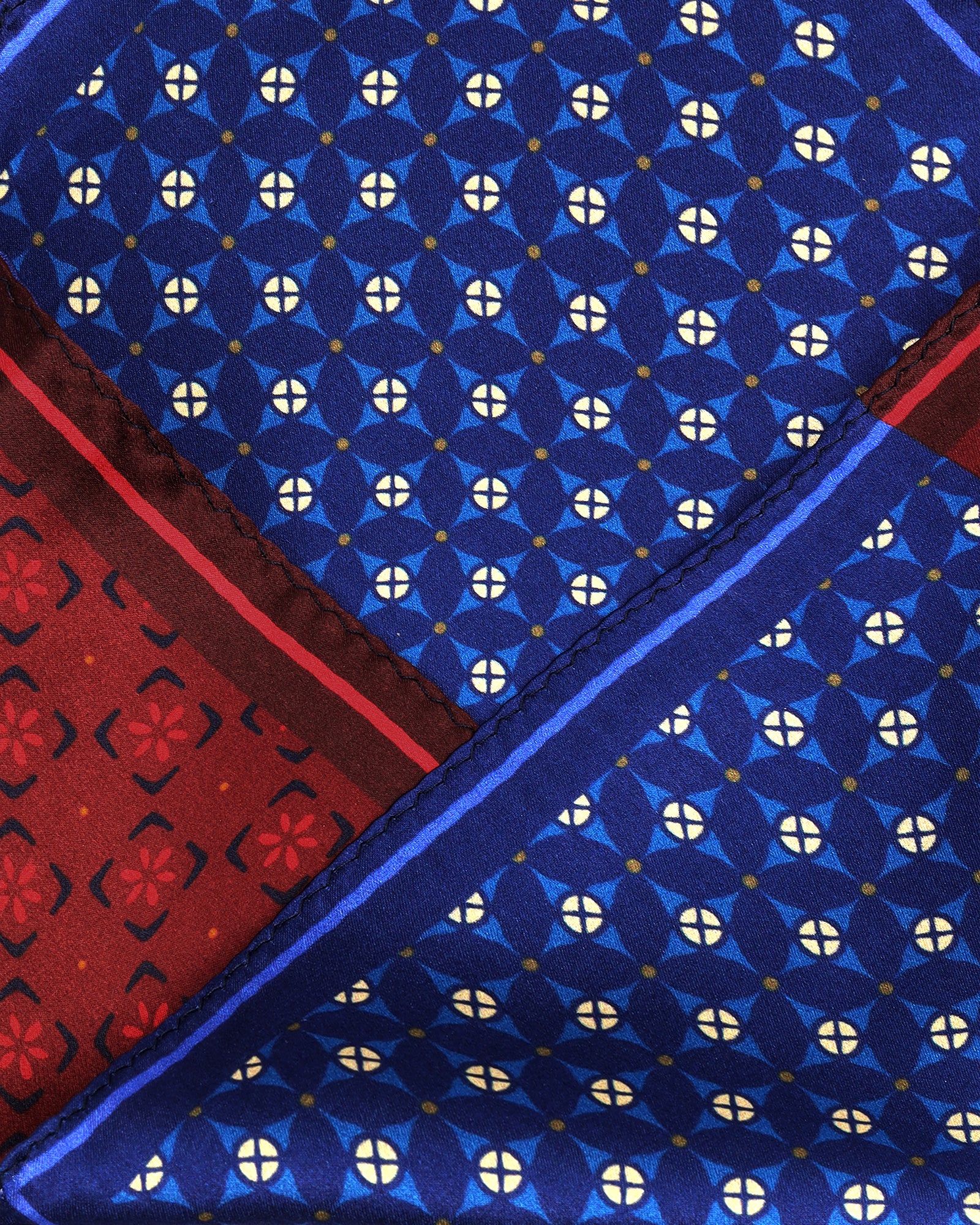 Blue Printed 100% Silk Pocket Square - Westleigh