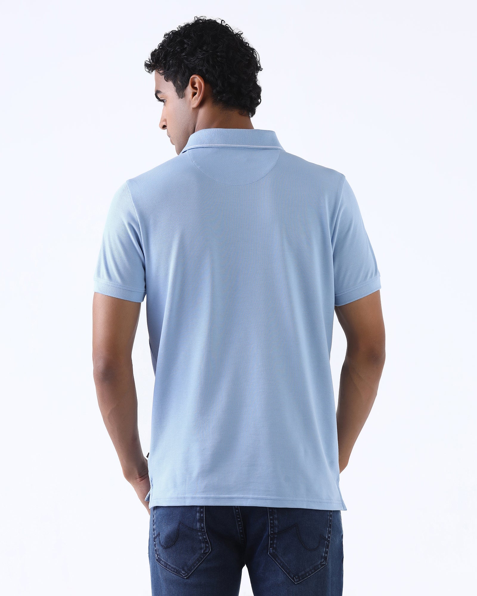 Blue Solid Polo - Rhoda