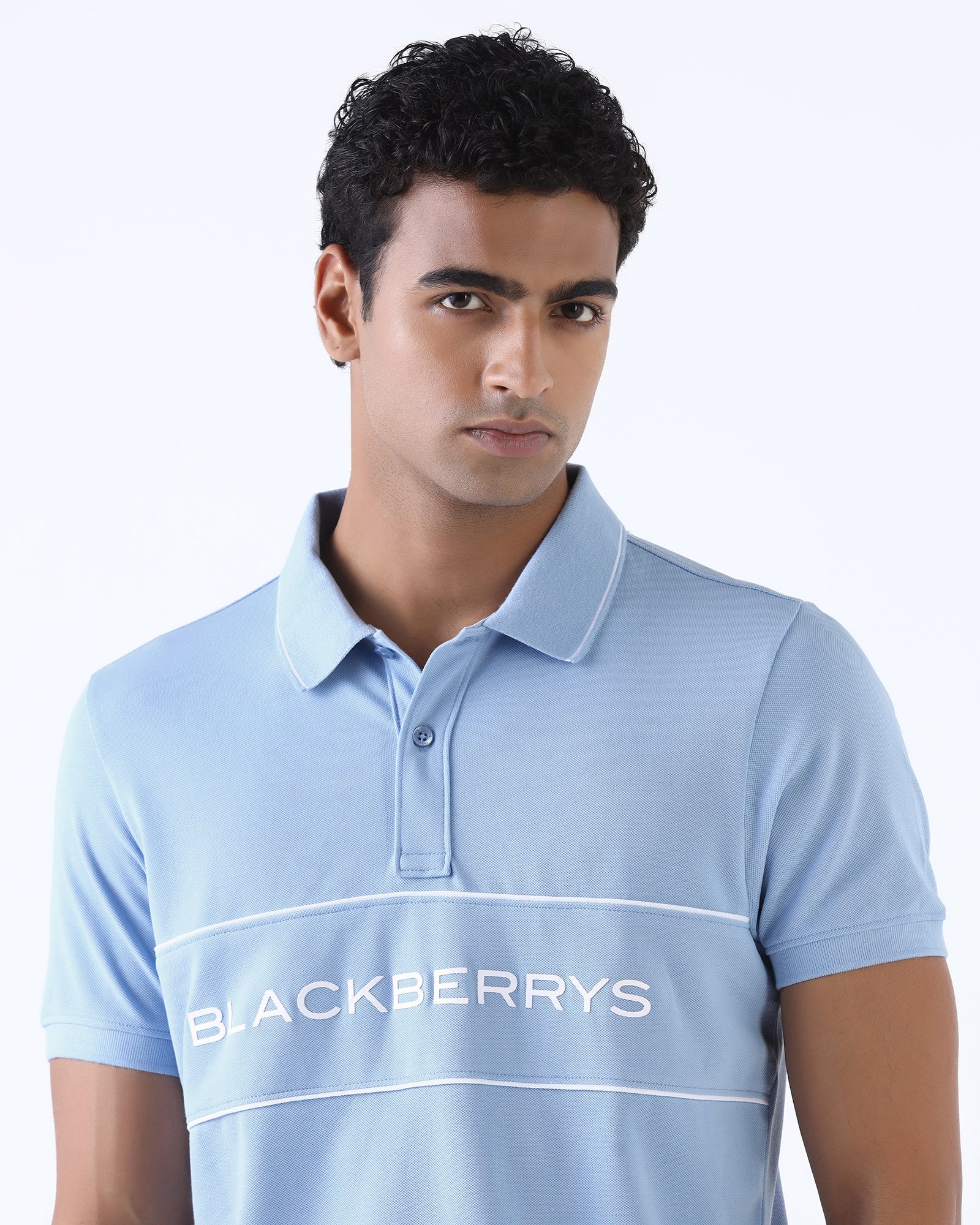 Blue Solid Polo - Rhoda