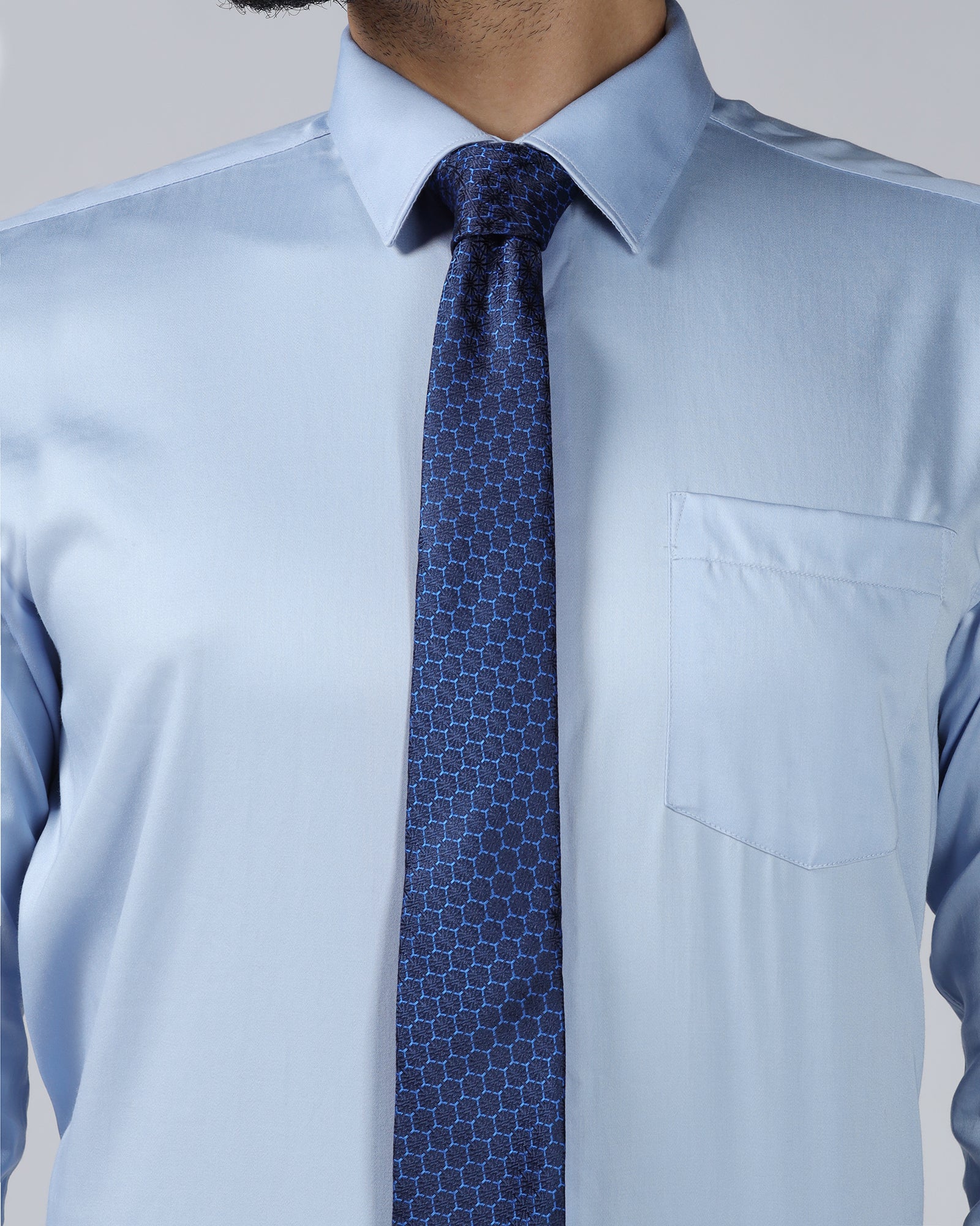 Blue Solid Tie - Wyatt