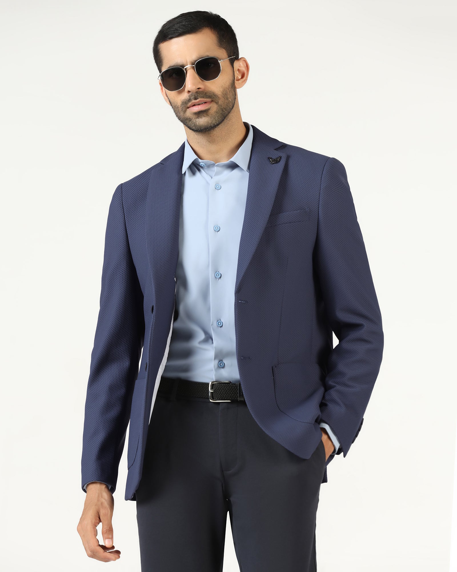 Blue TechPro Textured Blazer - Bowmore