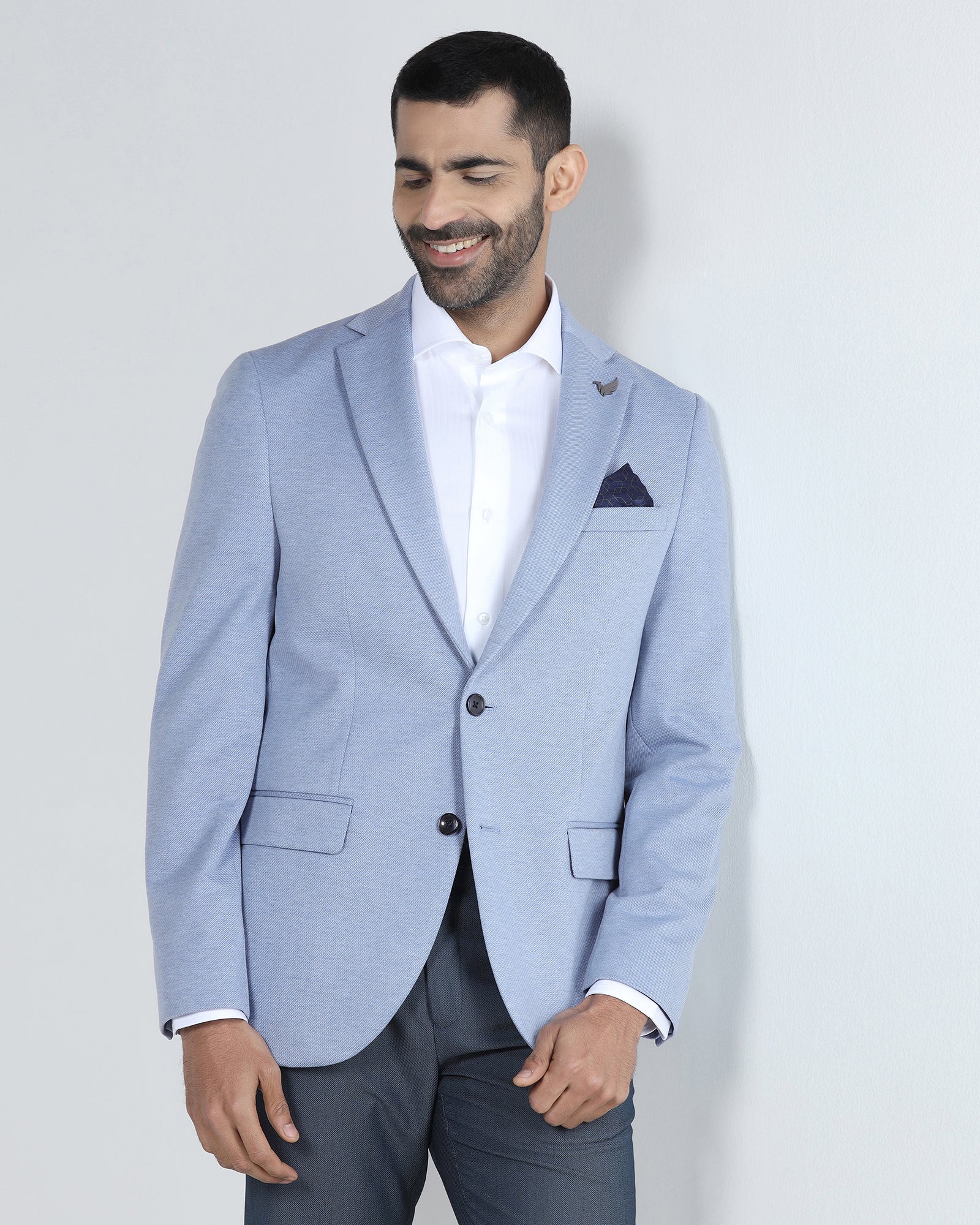Blue Textured Blazer - Declan