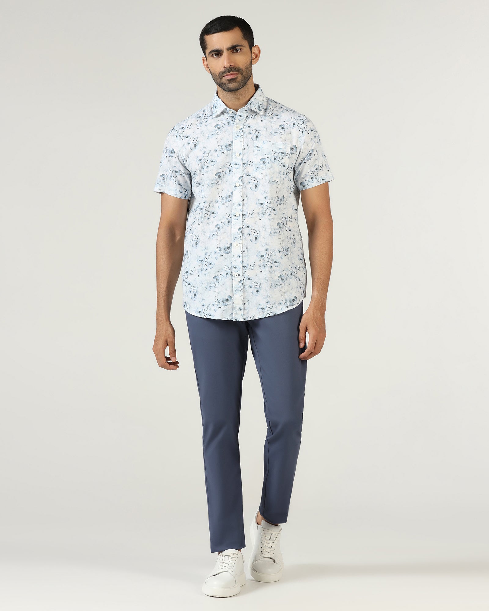 Blue Textured Khakis - Karis