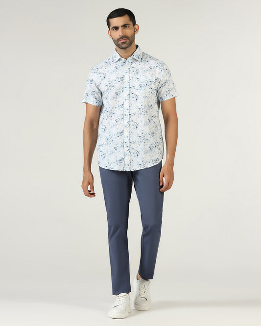 Blue Textured Khakis - Karis