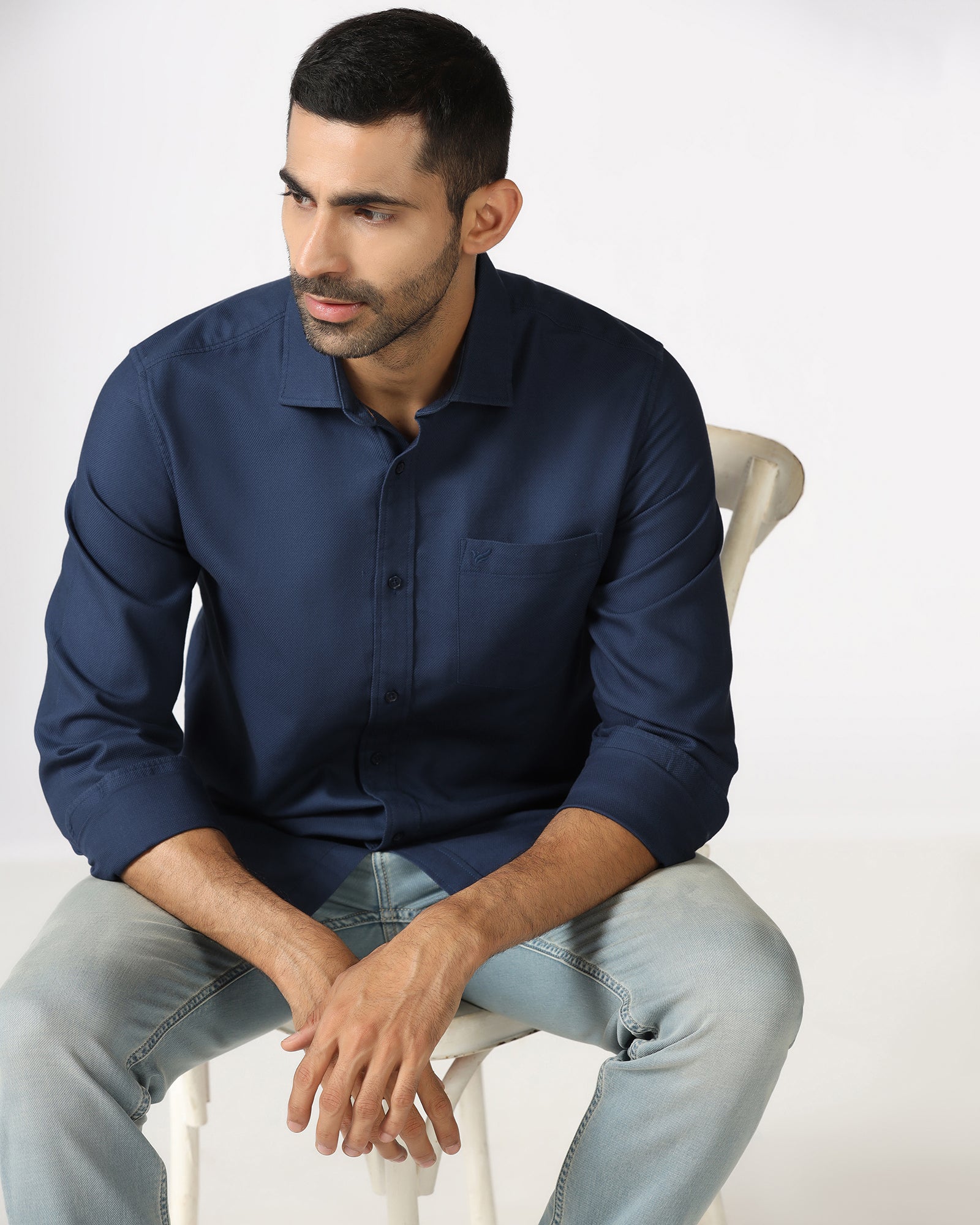 Blue Textured Shirt - Caty