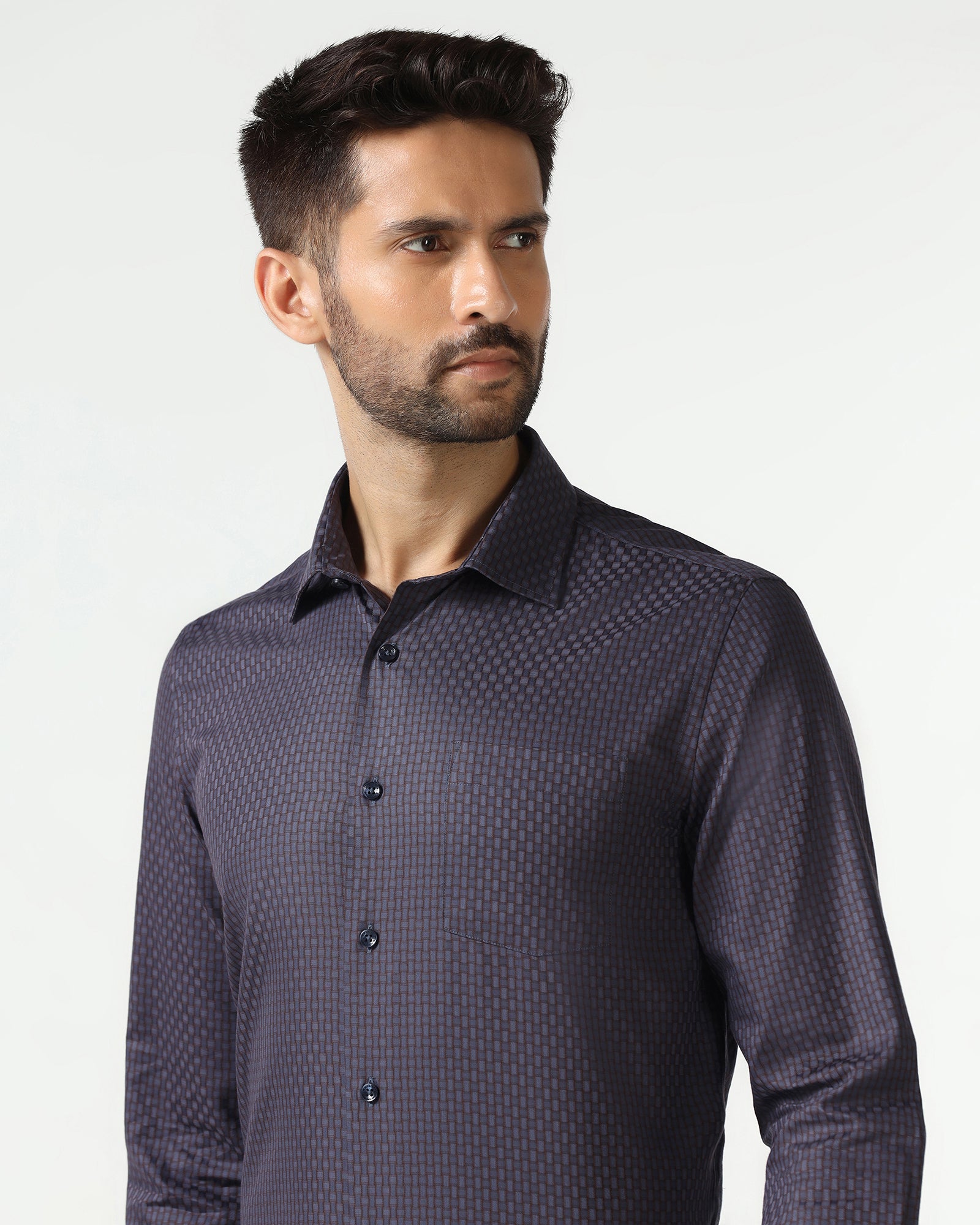 Blue Textured Shirt - Roster