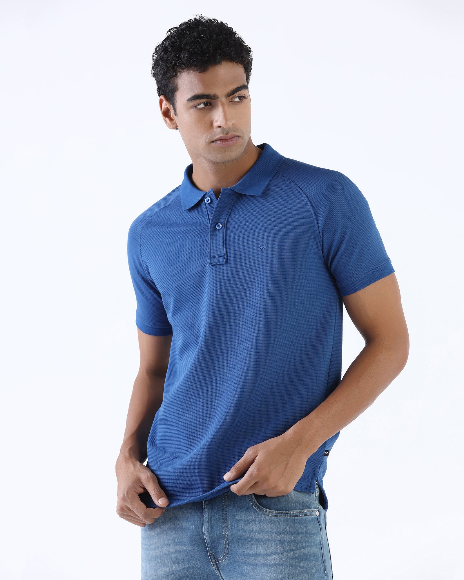 Blue Textured Polo - Jesper