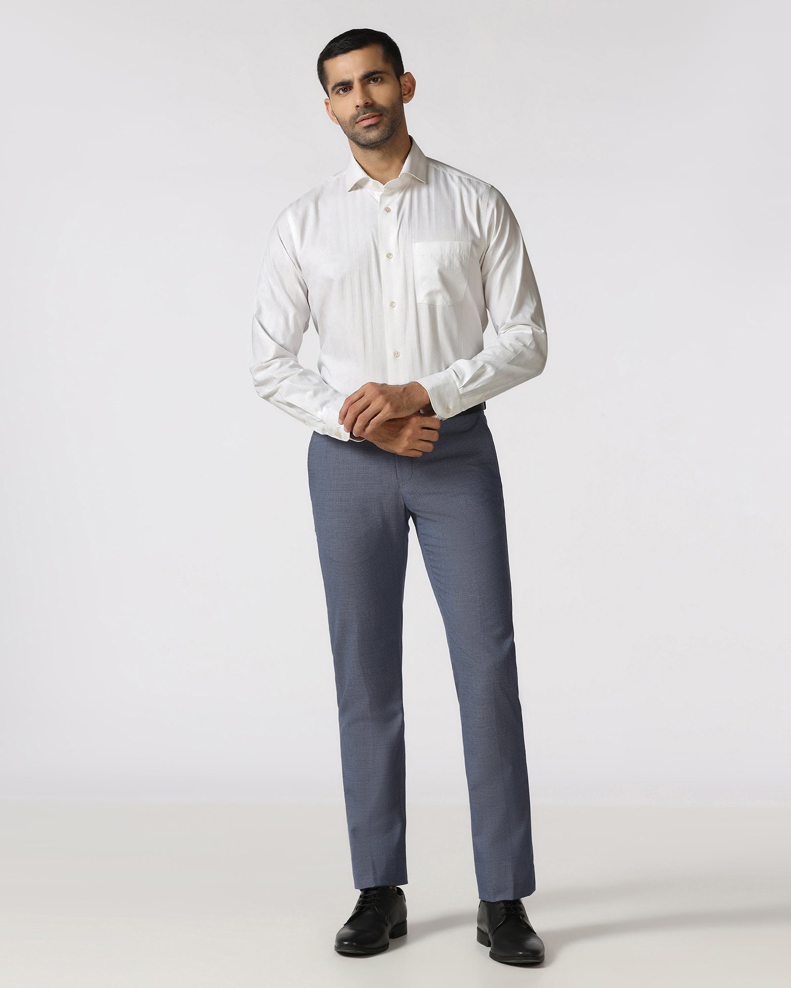 Blue Textured Trouser - Cuba