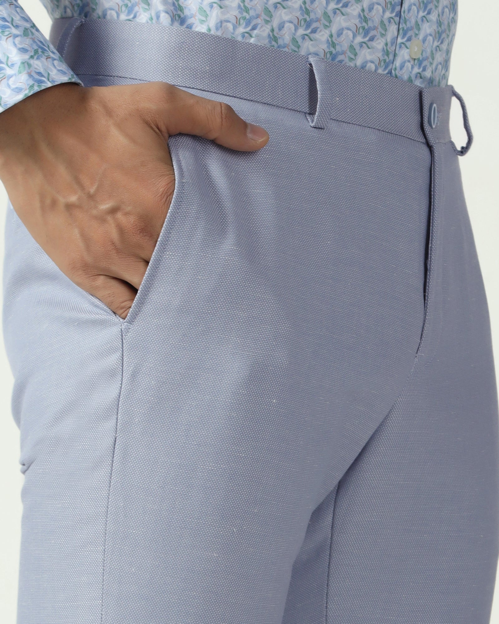 Blue Textured Trouser - Dort