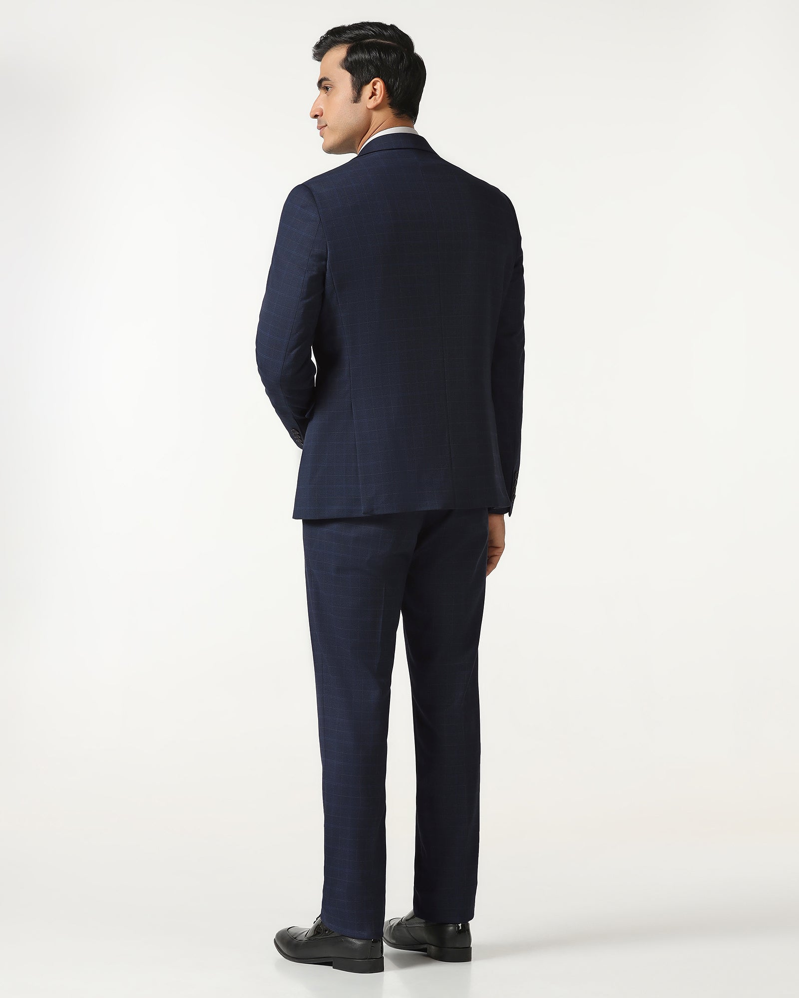 Blue Three Piece Check Suit - Qester