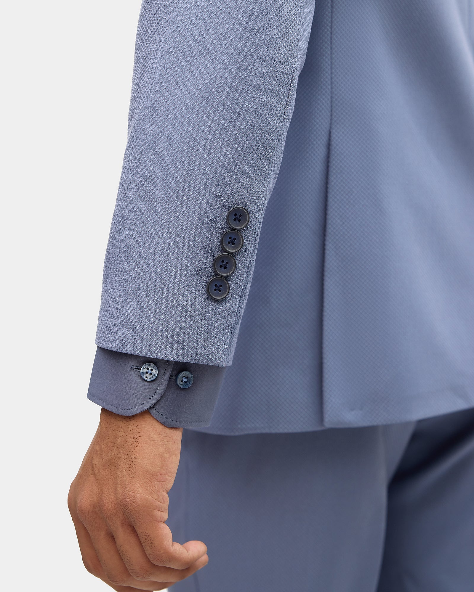 Blue Three Piece Textured Suit - Tristan