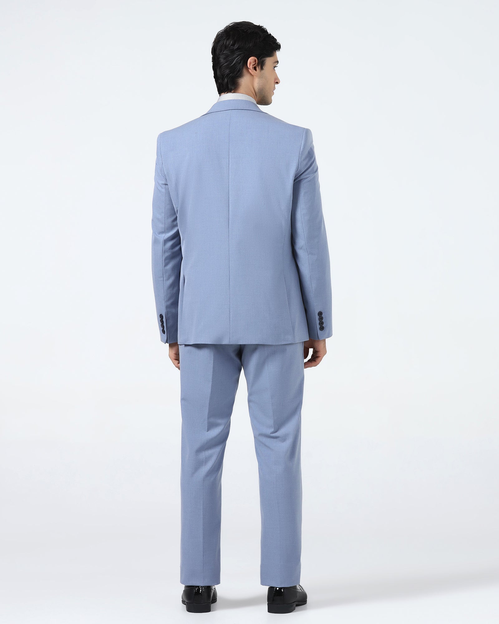 Blue Two Piece Solid Suit - Hedra