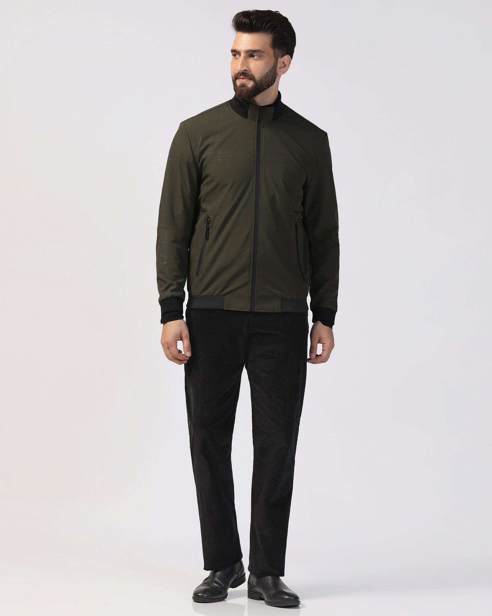 Bomber Olive Printed Zipper Jacket - Rafale