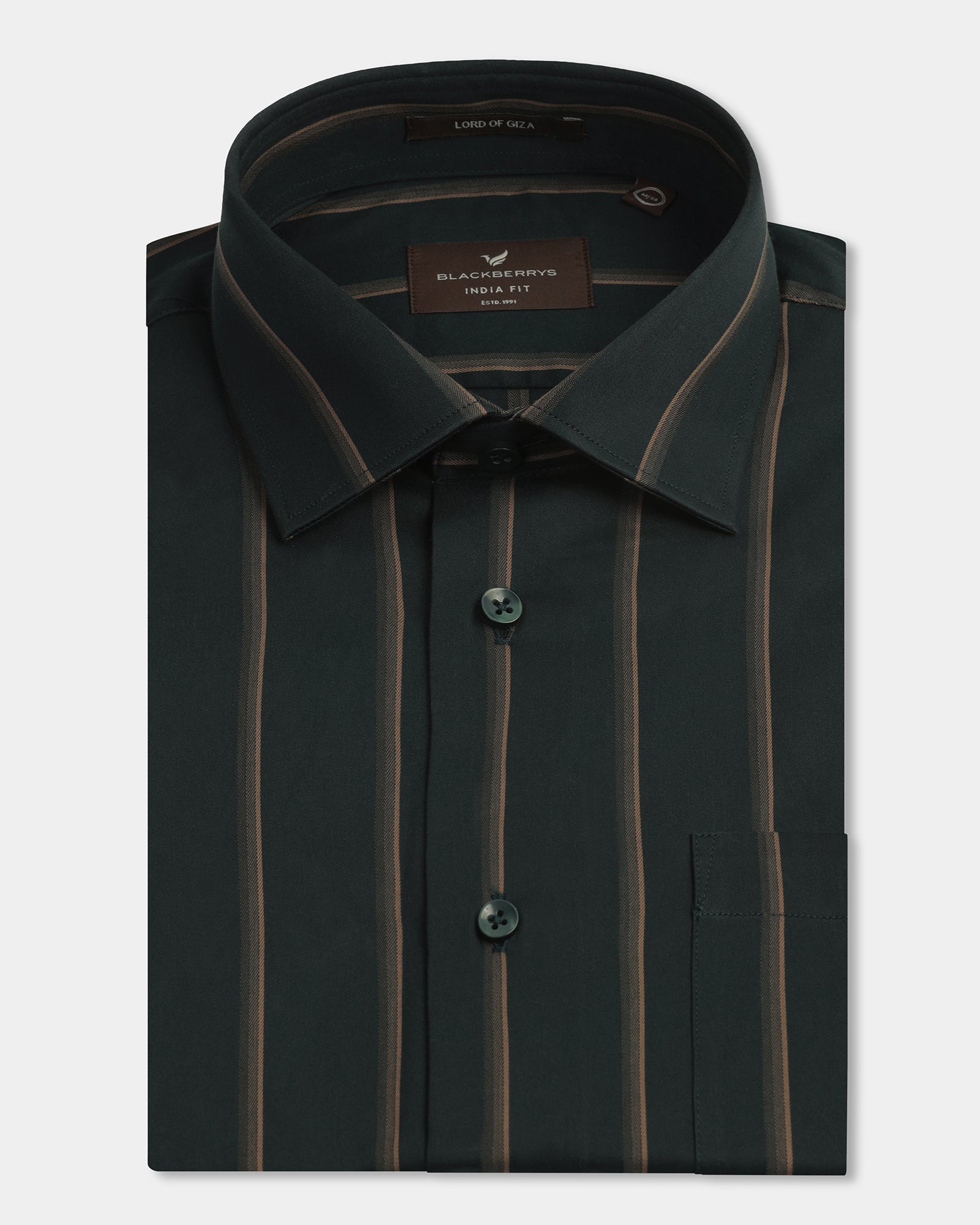 Bottle Green Stripe Shirt - Simon