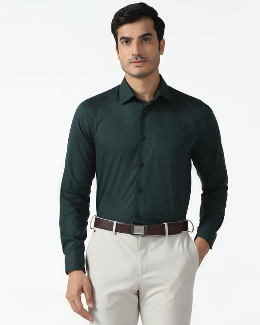 Bottle Green Textured Shirt - Regard