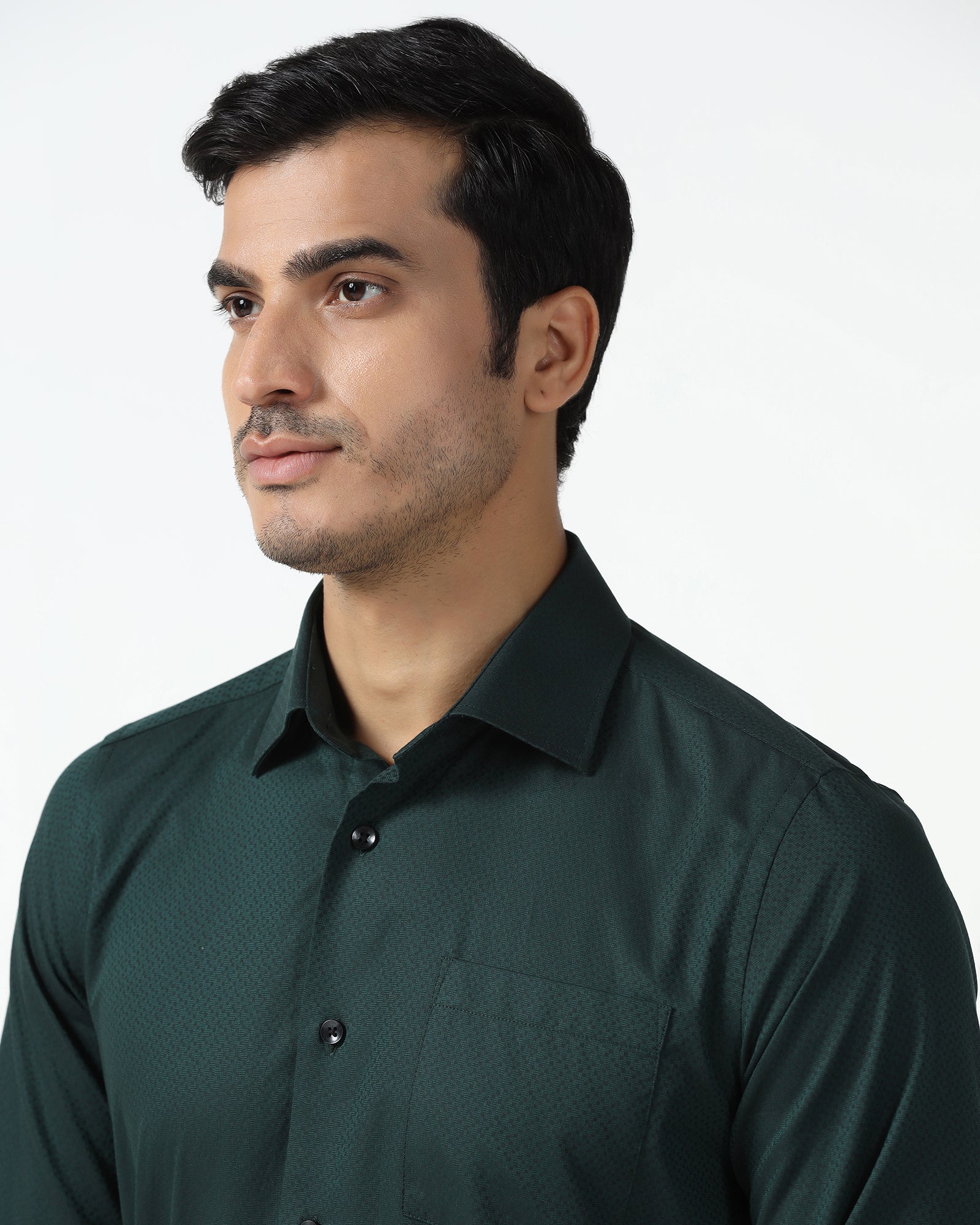 Bottle Green Textured Shirt - Regard
