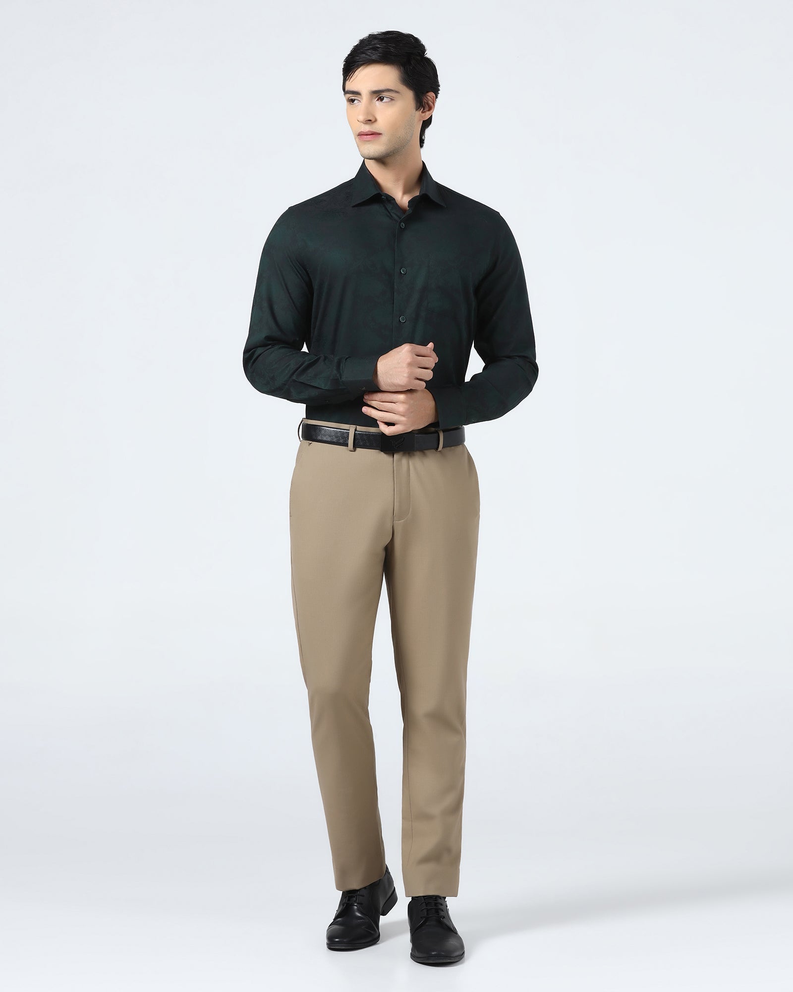 Bottle Green Jacquard Shirt - Wasabi