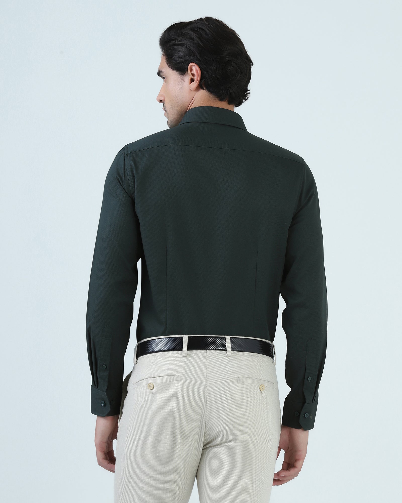 Bottle Green Textured Shirt - Juno