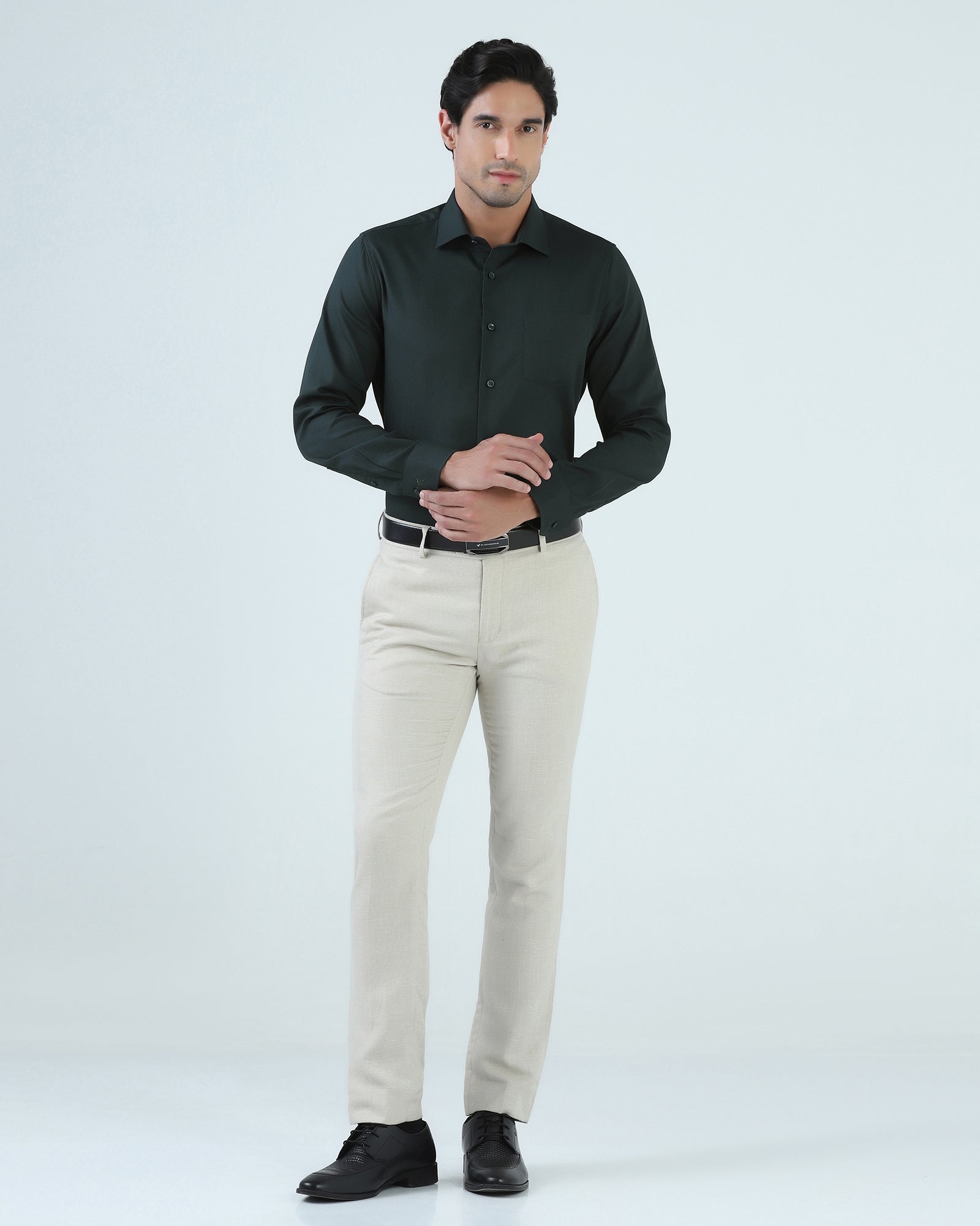 Bottle Green Textured Shirt - Juno
