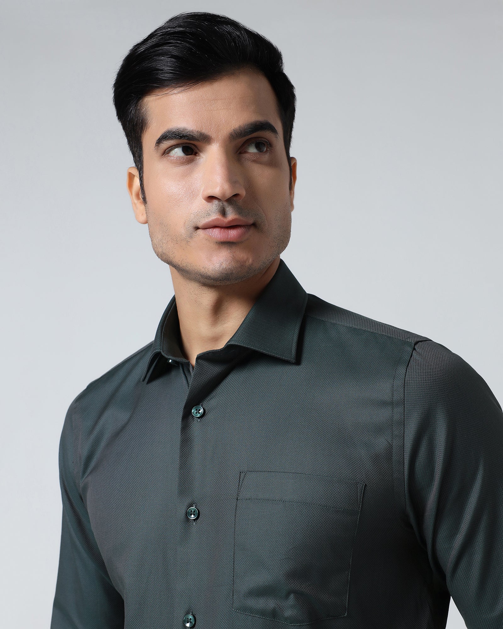 Bottle Green Textured Shirt - Magnus