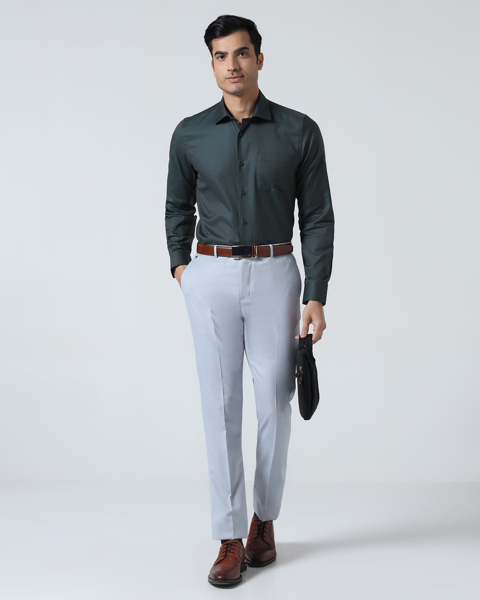 Bottle Green Textured Shirt - Magnus