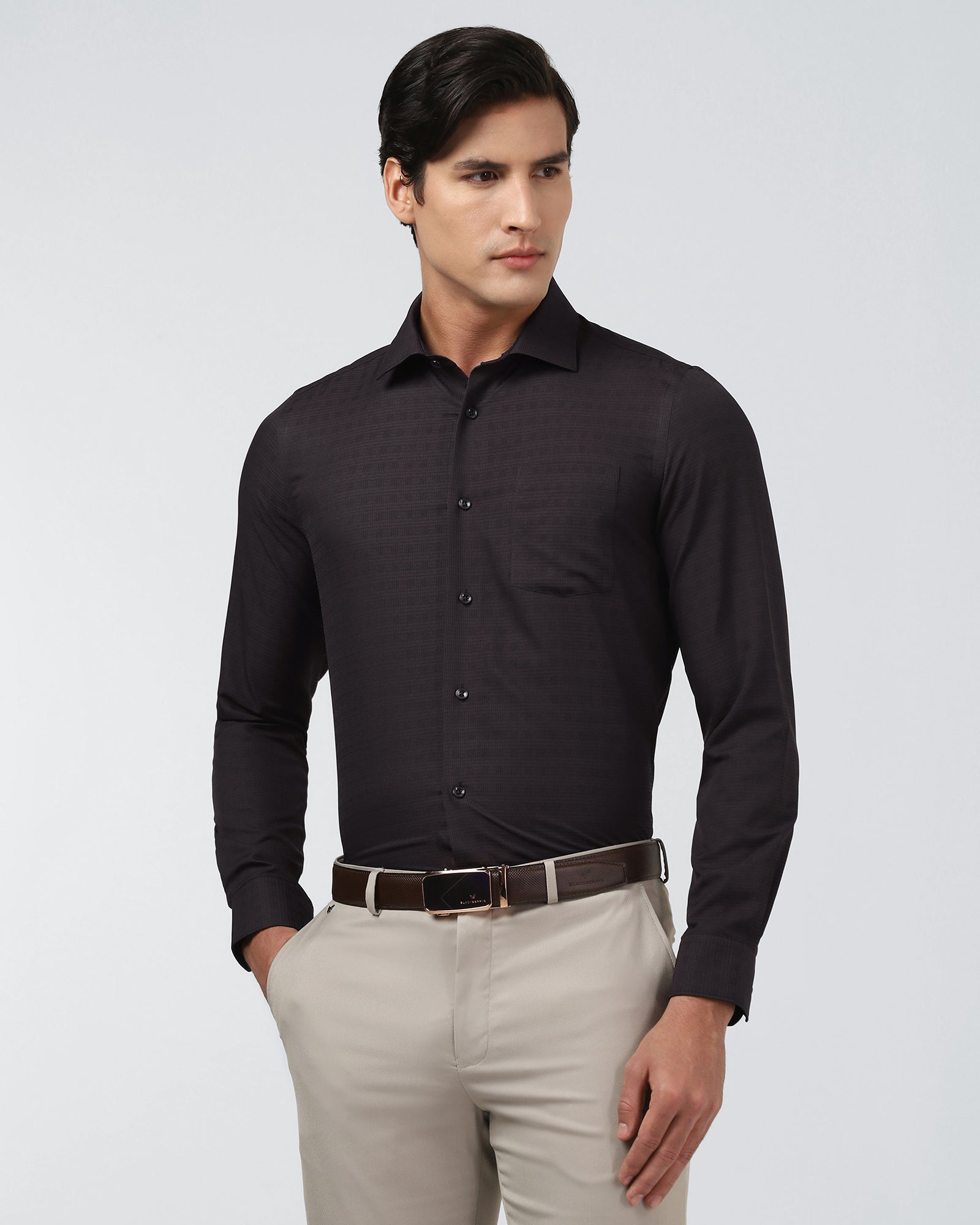 Brown Non Iron Textured Shirt - Reform E