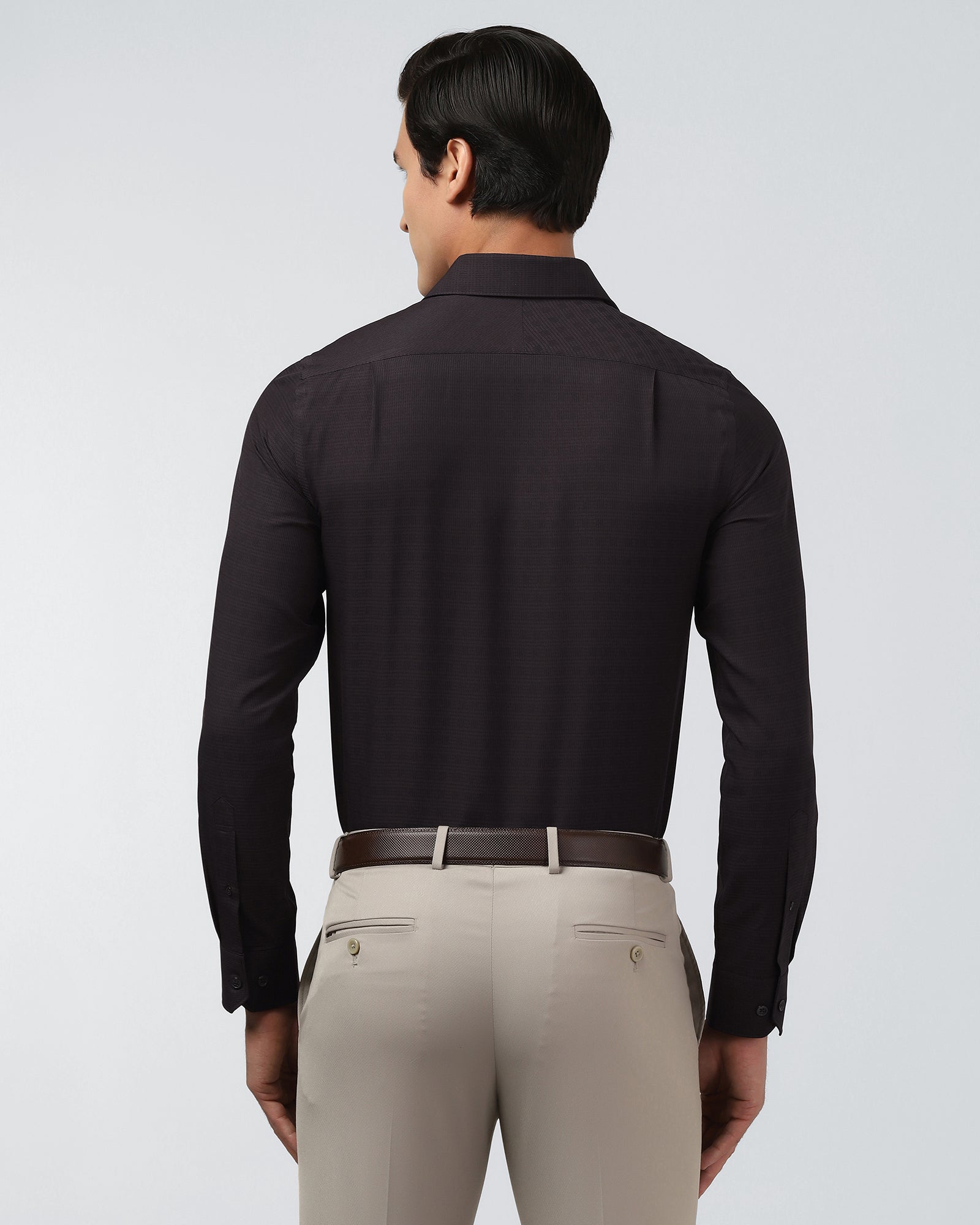 Brown Non Iron Textured Shirt - Reform E