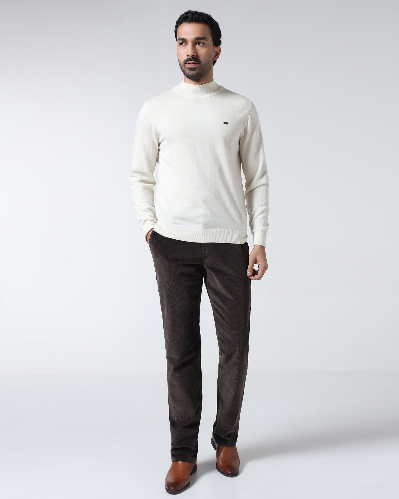 Brown Corduroy Solid Khakis - Magne